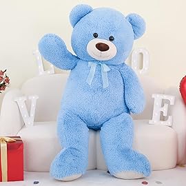 MorisMos Giant Teddy Bear Stuffed Animal 4 Feet,51\'\' Big Teddy Bear for Girlfriend Boyfriend Wife Mother Fiance Valentine\'s Gift, Large Stuffed Bear Plush for Kid Christmas Birthday Baby Shower,Blue