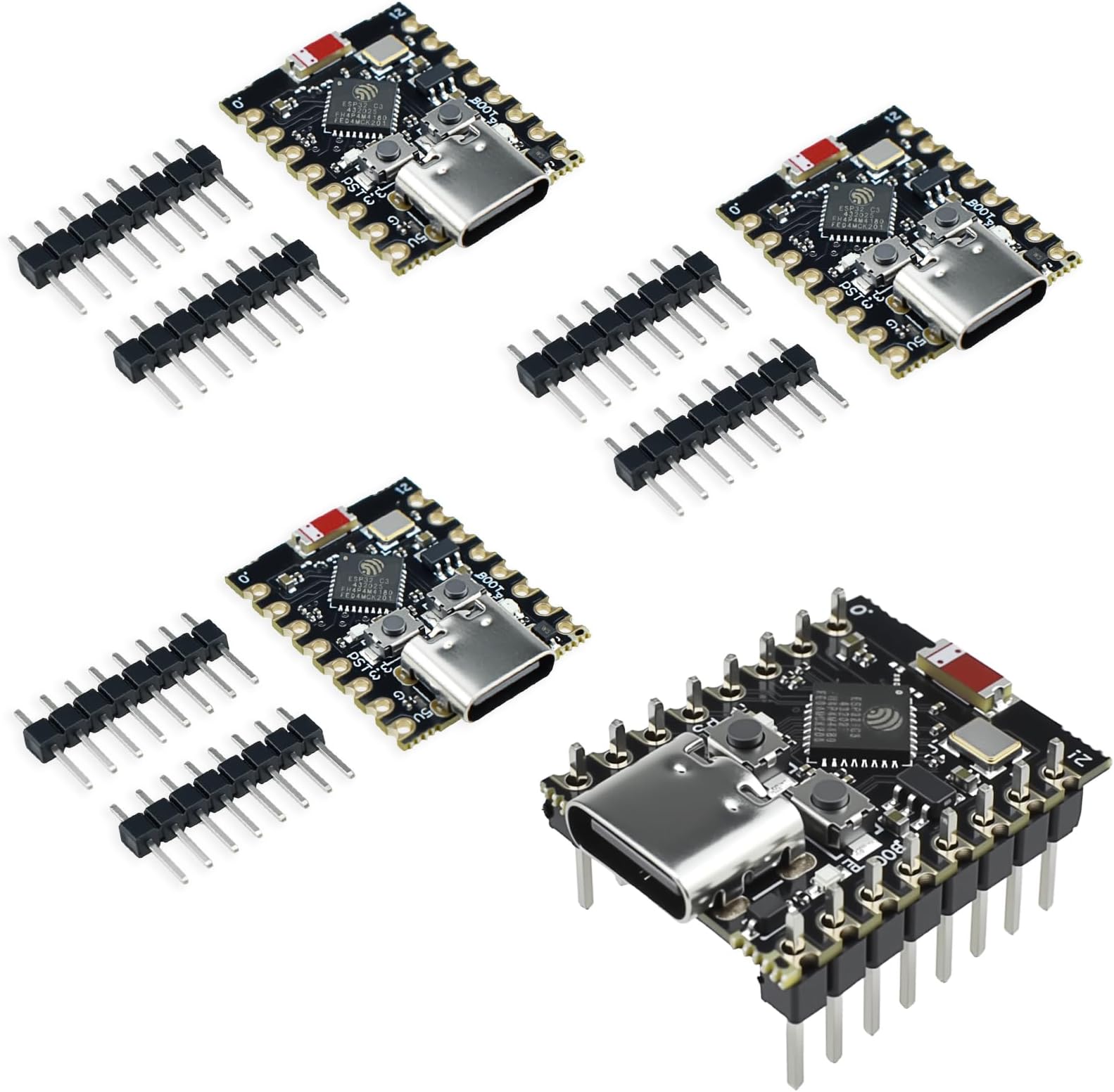 4Pcs ESP32-C3 Super Mini Development Board | Integrated WiFi BLE 5.0 Chip | 160MHz High-Performance Core Board | for Interactive Electronics and Robotics Projects