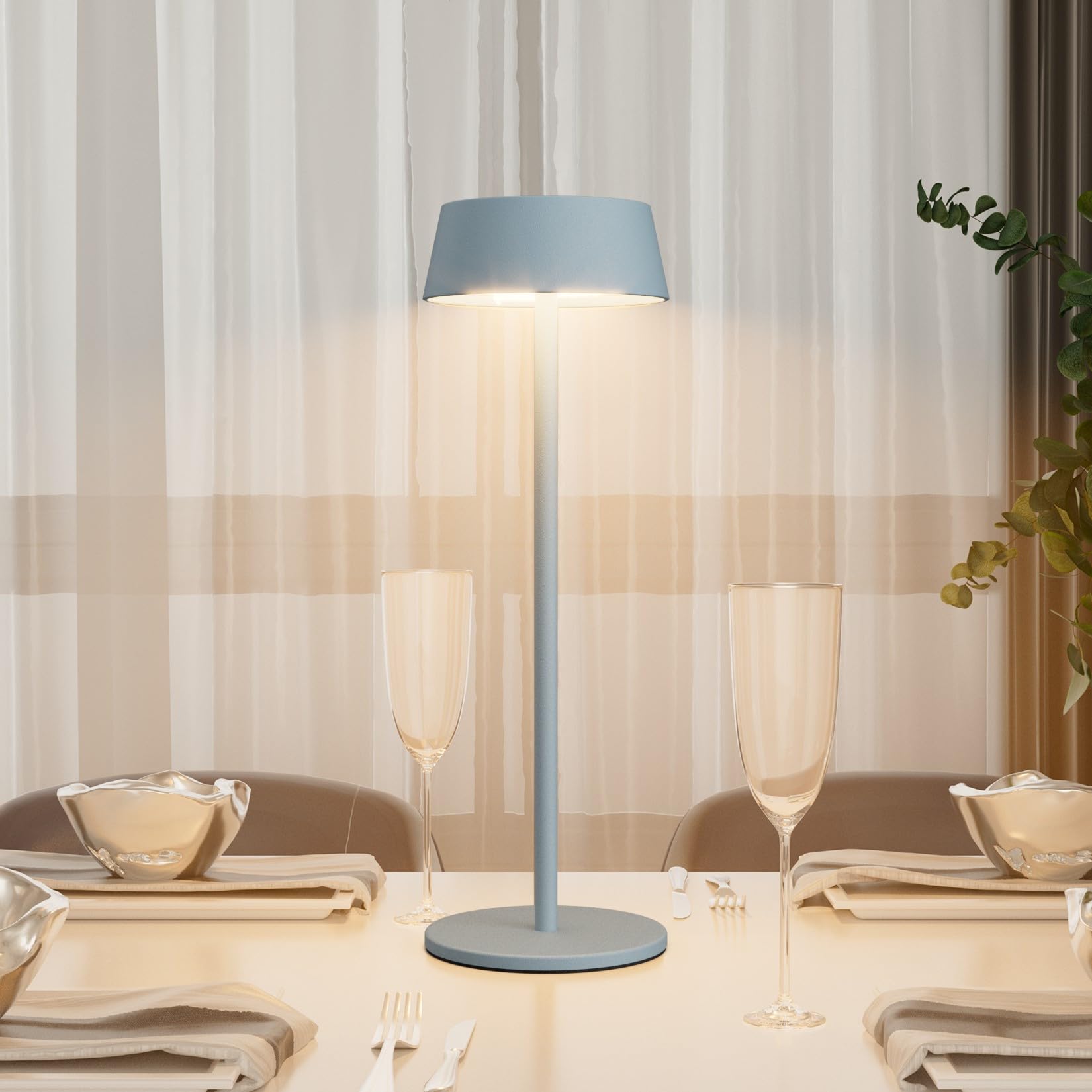 K-Bright 2 pezzi Lampada da tavolo, Lampada Notte 3000K, Protezione IP54 Lampada Led Ricaricabile senza fili, Adatto A Cena,Lettura,Camera,Giardino E Tanto In Piu (Blu)