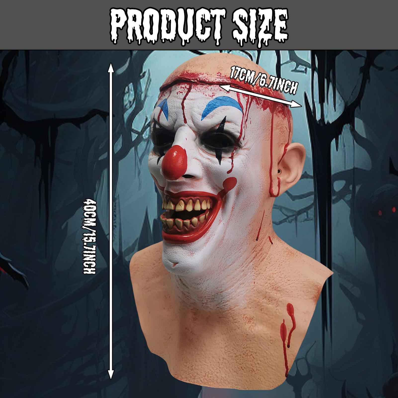 Maryparty Scary Clown Mask Joker Scary Creepy Halloween Costume for Cosplay Props (Style-2) - Image 2