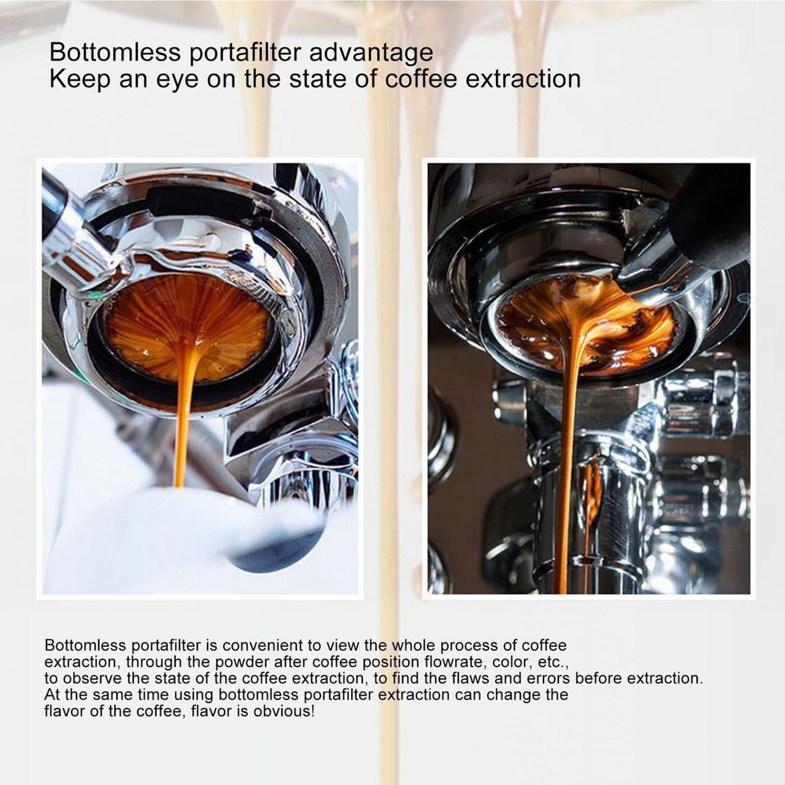 Portafiltro sin Fondo, Portafiltro para Cafetera Hueco de Acero Inoxidable de 58 Mm para el Hogar (Fockety5h9iob7240-11)