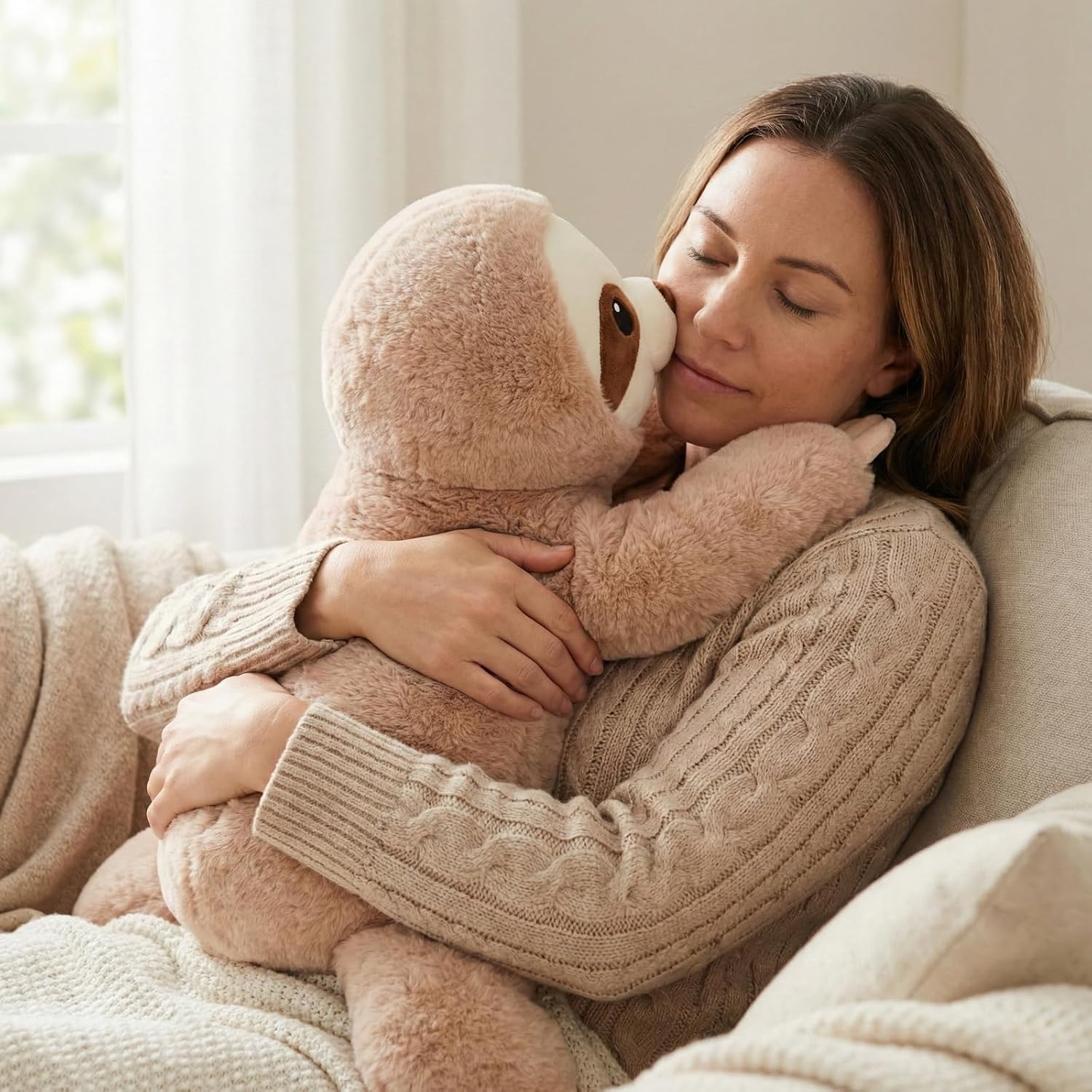 Weighted Sloth Stuffed Animal Toy with Embroidered Eyes, Removable 2.3lb Weight Pack, 21.5 inches – Soft Plush Sloth for Kids & Adults