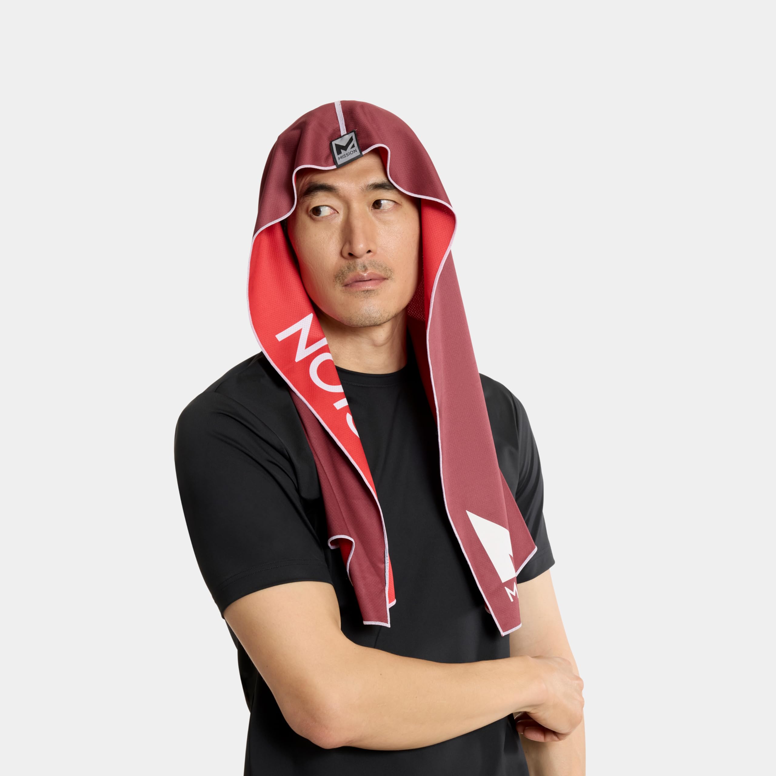 MISSION Serviette réversible à capuche rafraîchissante - Rafraîchit instantanément lorsqu'elle est mouillée, protection solaire UPF 50, épouse votre tête pour rester en place, idéale pour le sport, le