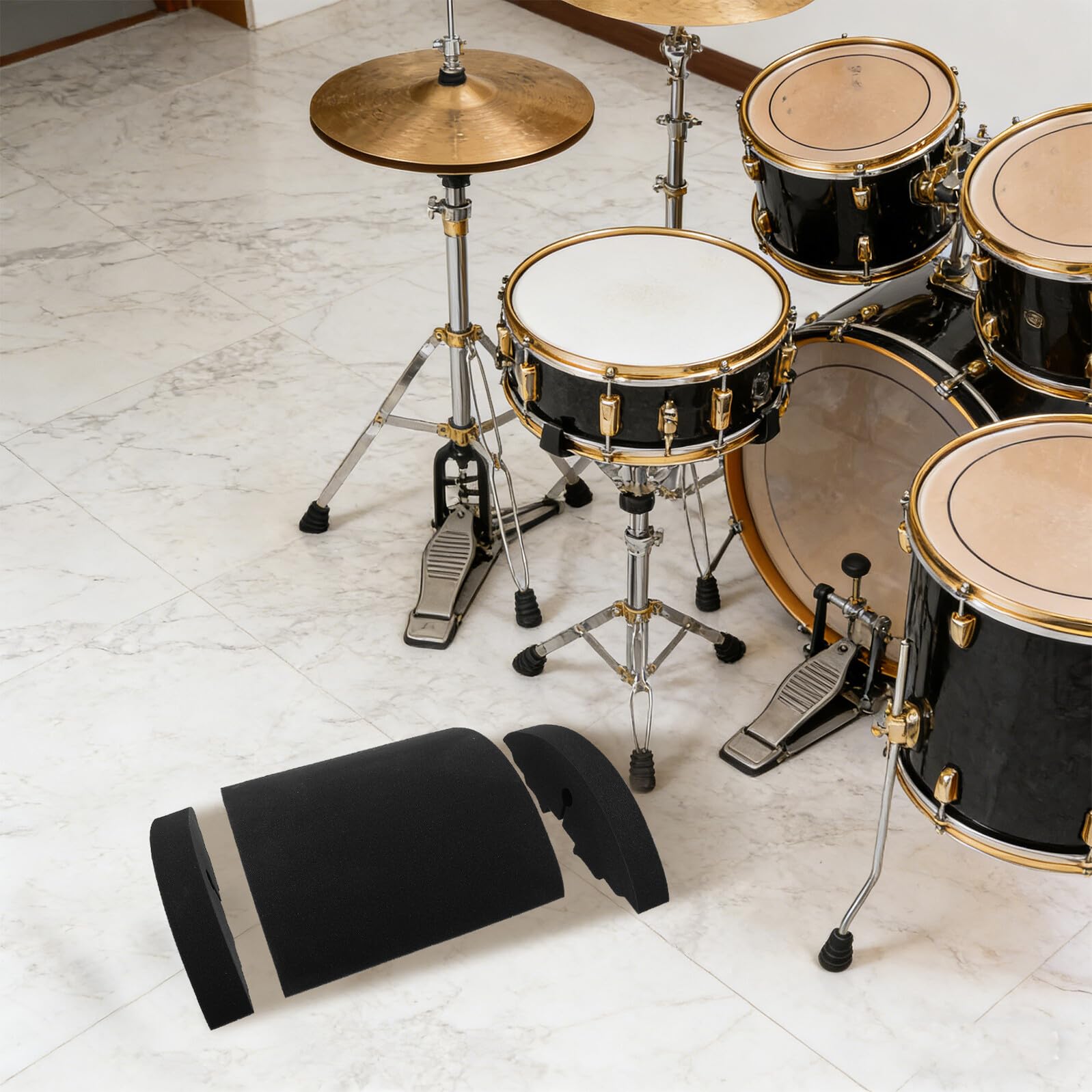 Abaodam Kit 3 Cuscinetti Sordina per Batteria Pad Silenziatori in Schiuma ad Alta Densità, Accessori per Tamburi e Piatti per Esercitarsi Silenziosamente, Smorzatori Leggeri e