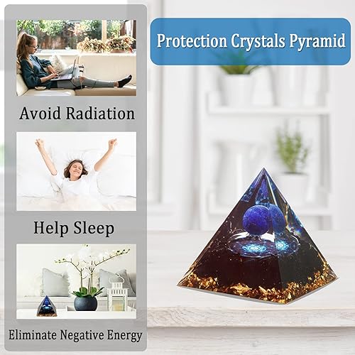 Miniatura 27 de Pirámide de orgón, pirámide de cristal curativo de amatista y piedras curativas de orgonita, cristales de protección, generador de energía