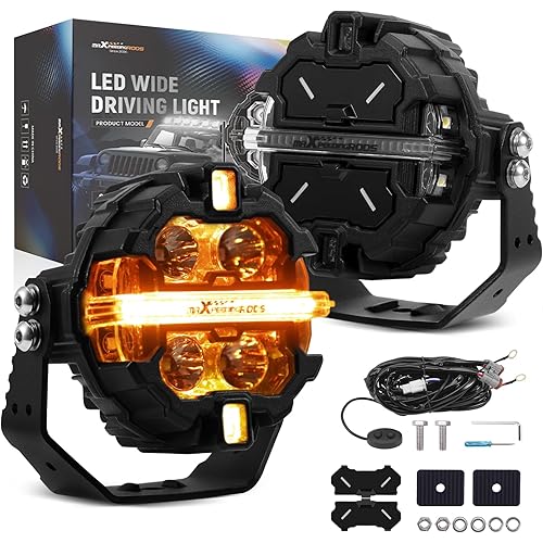 maXpeedingrods 3.5 Inch LED Off Road Lights 160W 19,200LM, Round Fog Lights with 7 RGB Colors, Side Shooter Light 270°Wide Range, LED Light Bar for SUV, Pickup, ATV, UTV, Truck, Motorcycle