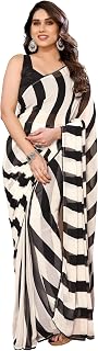 Ready to wear Pre draped pre-stitched 1 min ready saree with Designer Boarder and Print with Unstitched Blouse