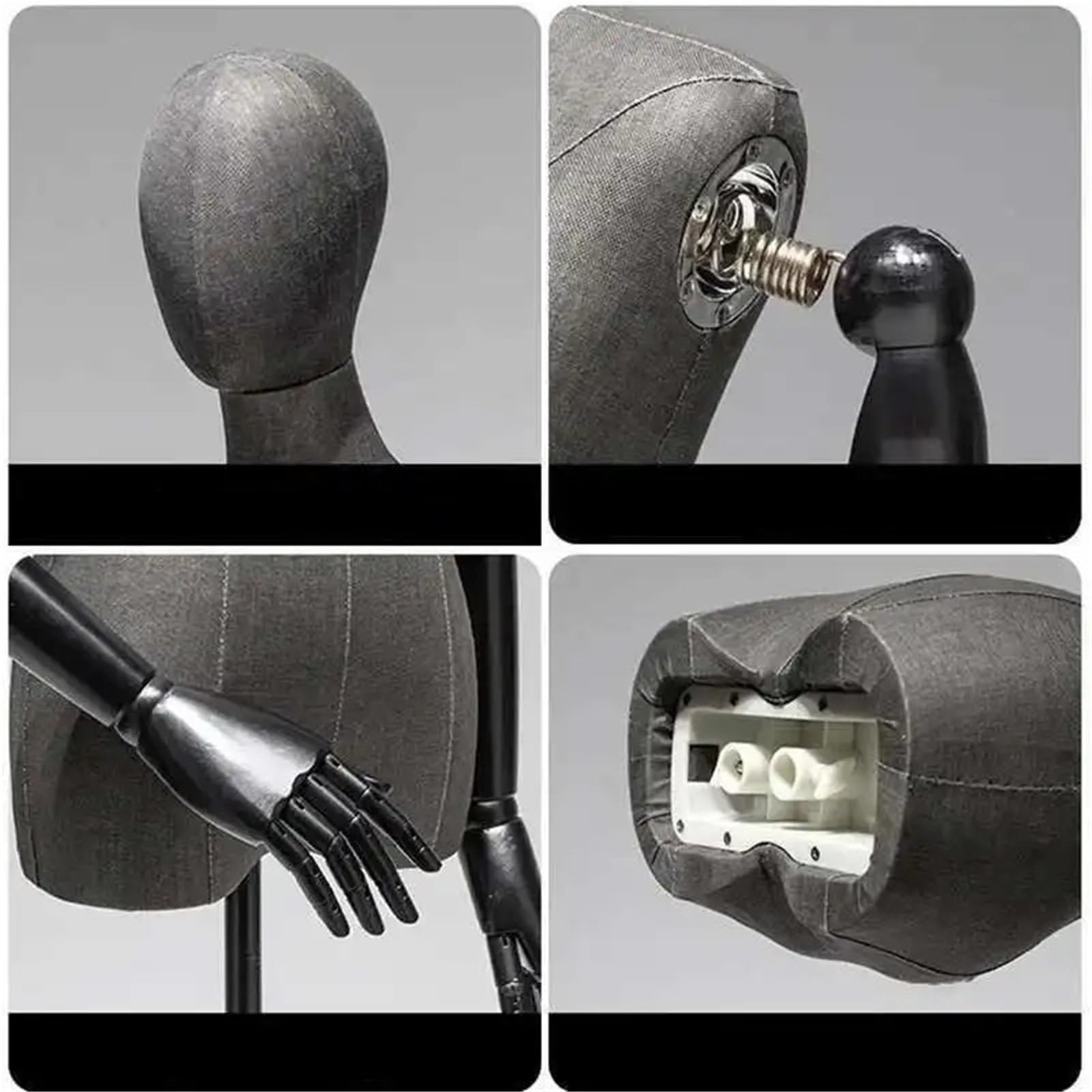 Manichino da Sarto Manichini da donna neri a mezza figura for abiti sposa, espositori for negozi di abbigliamento femminile(No Hand black square base)