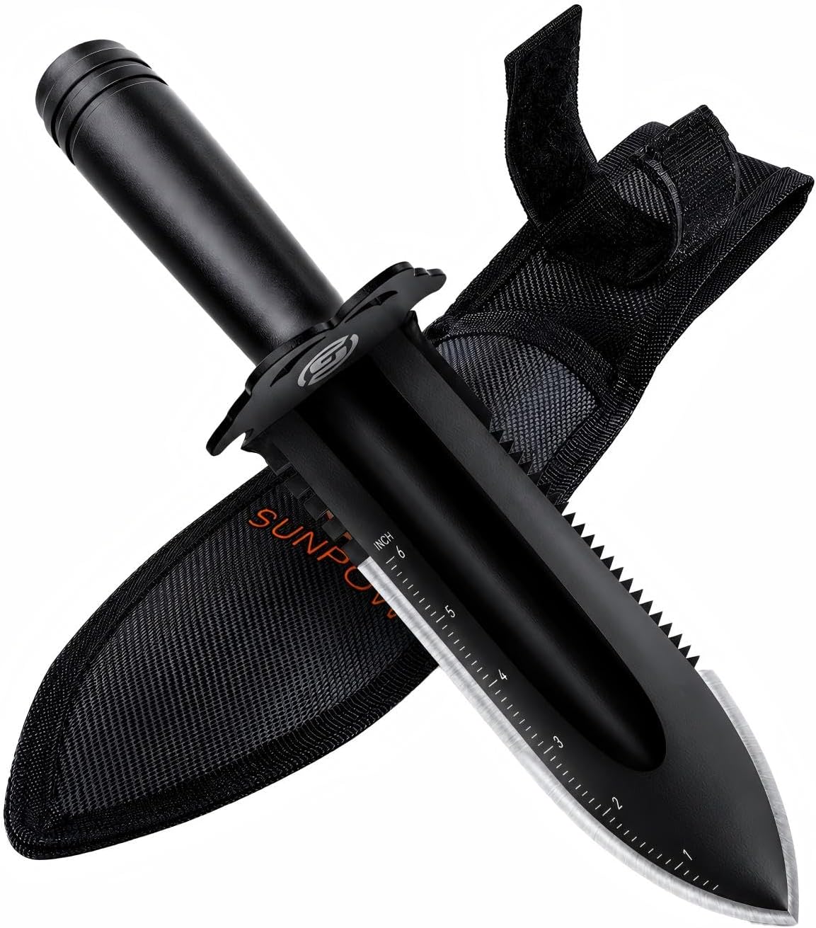 SUNPOW Metal Detector Shovel, Heavy Duty Double Serrated Edge Digging Tool