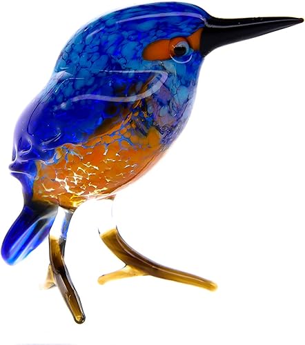 Miniatura 2 de Figura de pájaro soplado a mano, arte de cristal de Murano hecho a mano, colección de animales en miniatura, escultura soplada, adorno, figurilla,