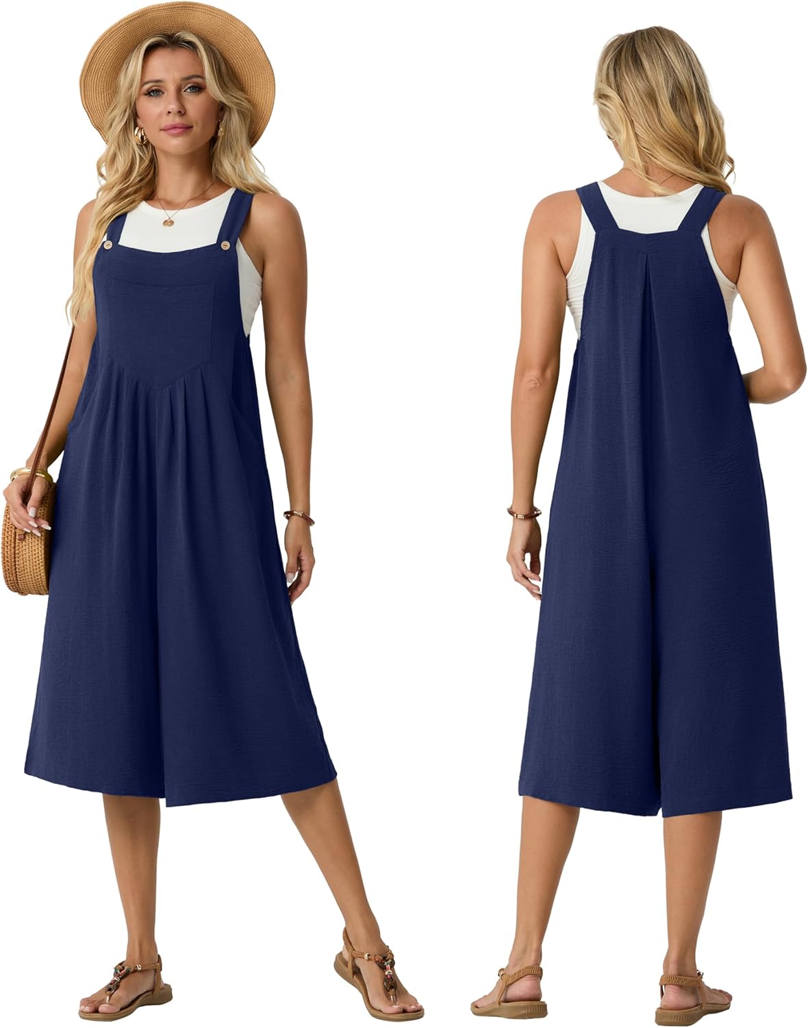 Lepunuo Rompers for Women Summer Casual Jumpers Boho Short Bib Jumpsuits Overalls with Pockets Beach Vacation - Image 5