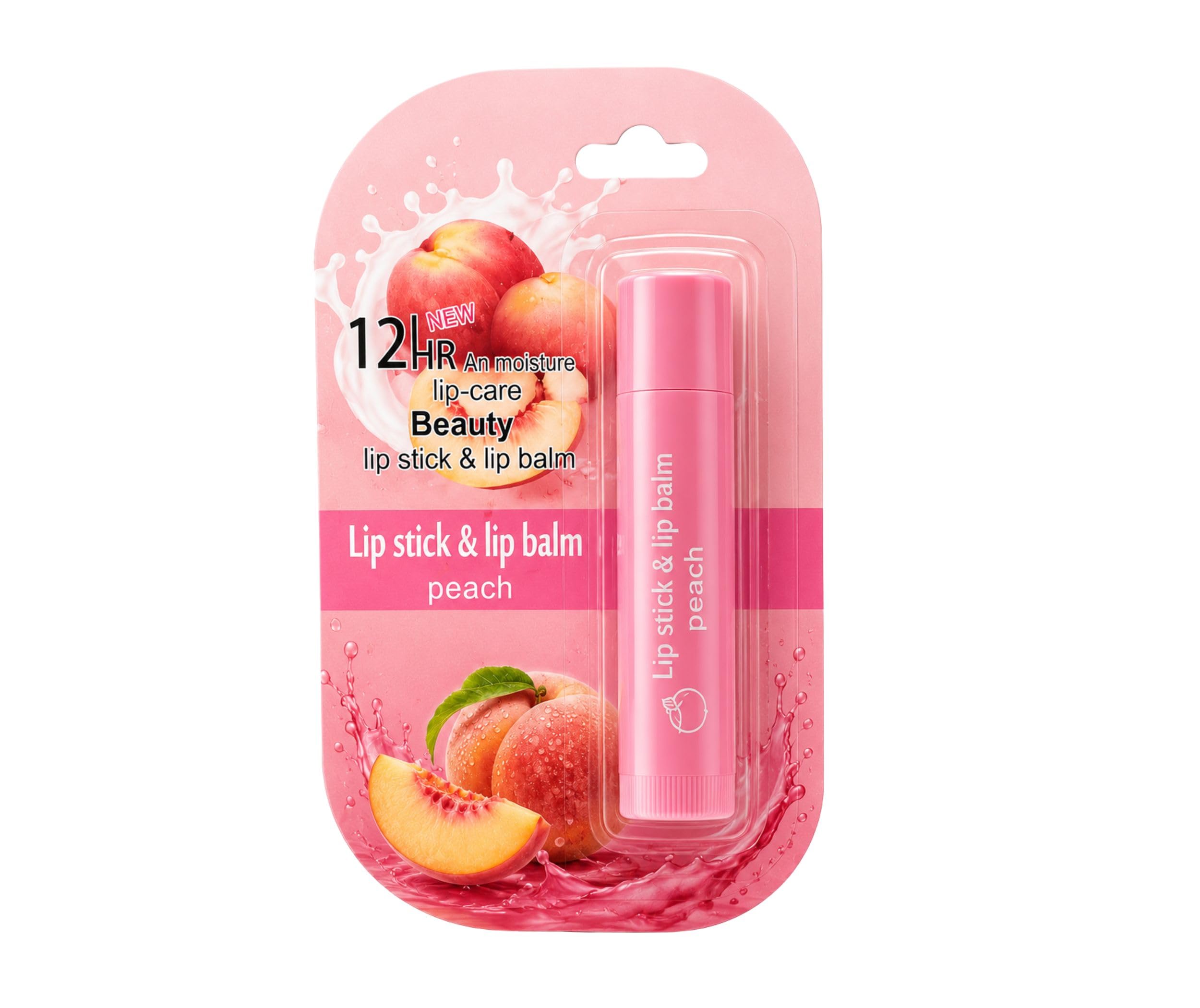 12HR Moisture Peach Lip Balm Stick | Nourishing 2-in-1 Tinted Lip Care & Hydrating Lipstick | Gentle Daily Lip Protector for Dry & Chapped Lips-picture-52
