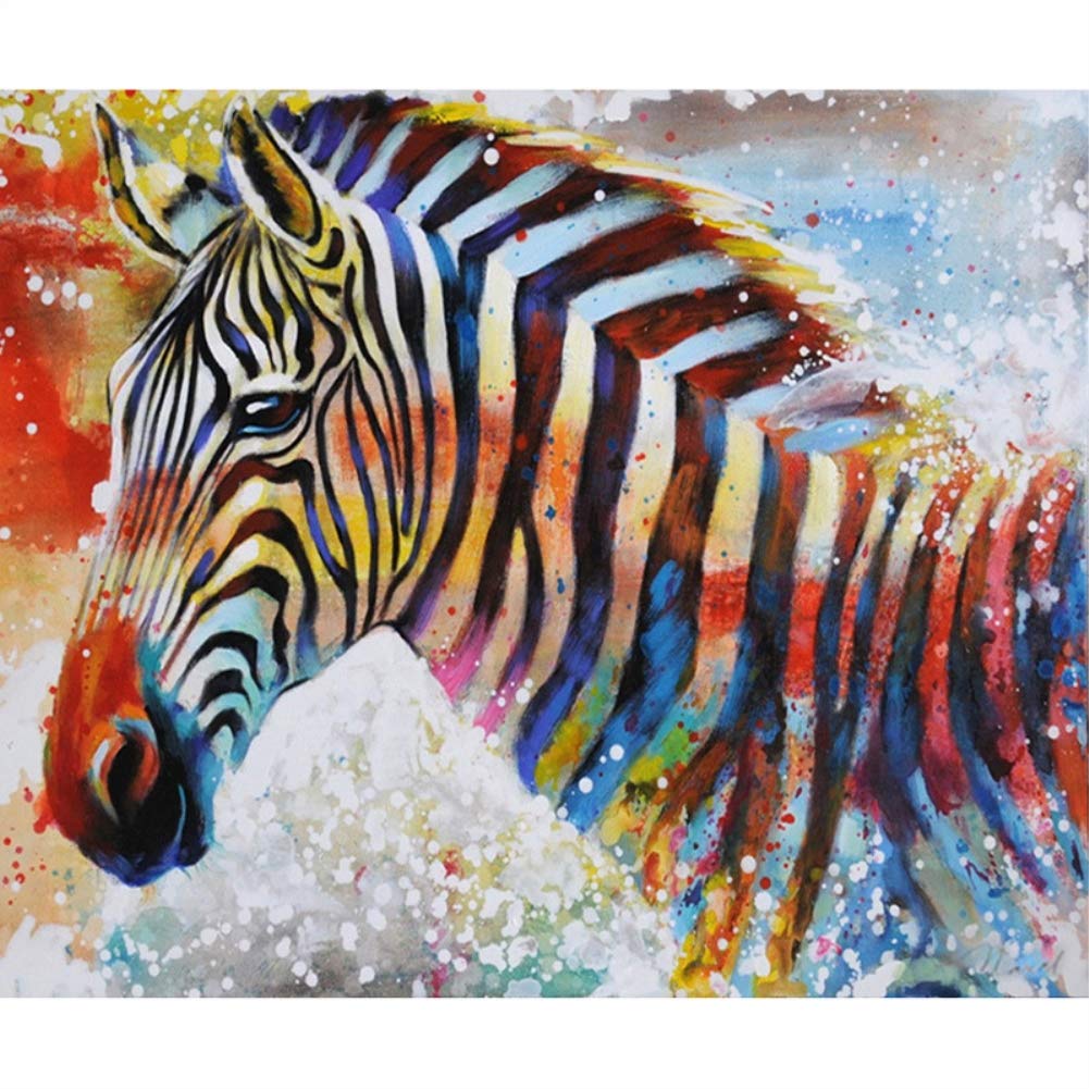 TianMaiGeLun Full Drill 5d Diamond Painting Kits Cross Stitch Craft Kit New DIY Kits for Kids Adults Paint by Number Kits (Zebra, 25x30cm, Square Drill)