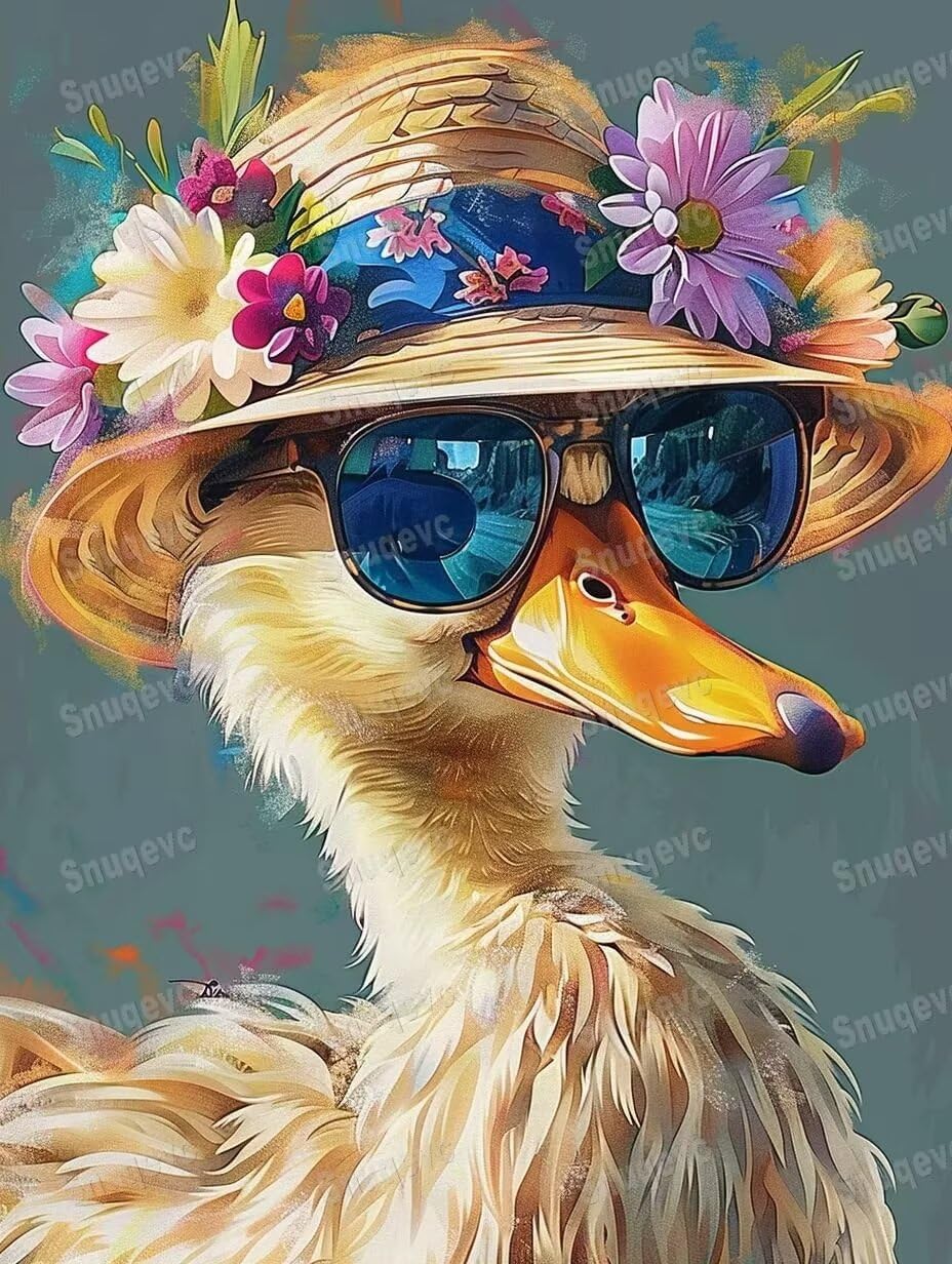 Vintage Sunglasses Duck Jigsaw Puzzle - 120 Piece Adult Puzzle with Stunning Artwork - for Lasting Fun and Display - Challenging Brain Exercise, for Puzzle Lovers - 10x8Inch