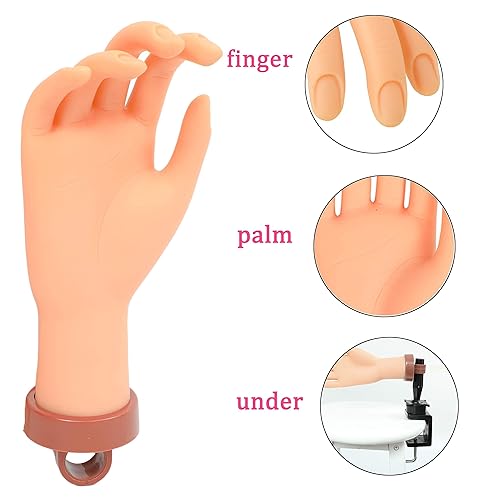 Miniatura 4 de Mano de práctica de uñas acrílicas, manos de maniquí para práctica de uñas, mano de entrenamiento de uñas postizas para uñas acrílicas, mano de