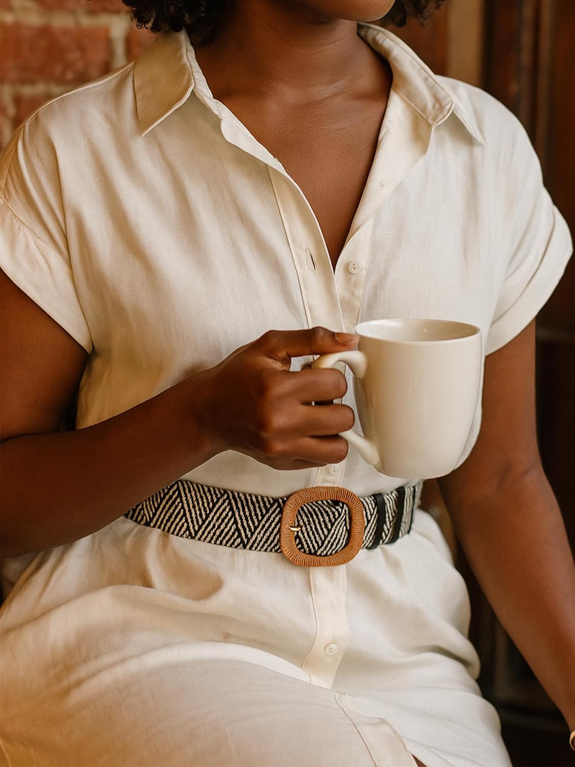 2/4 Pack Straw Woven Elastic Stretchy Waist Belts for Women, Fashion Boho Waist Belt Rattan Raffia Ladies Belts - Image 2