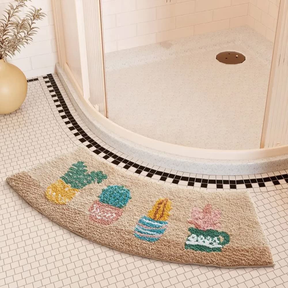 Tapis de salle de bain cactus 40x75 cm antidérapant et absorbant pour douche