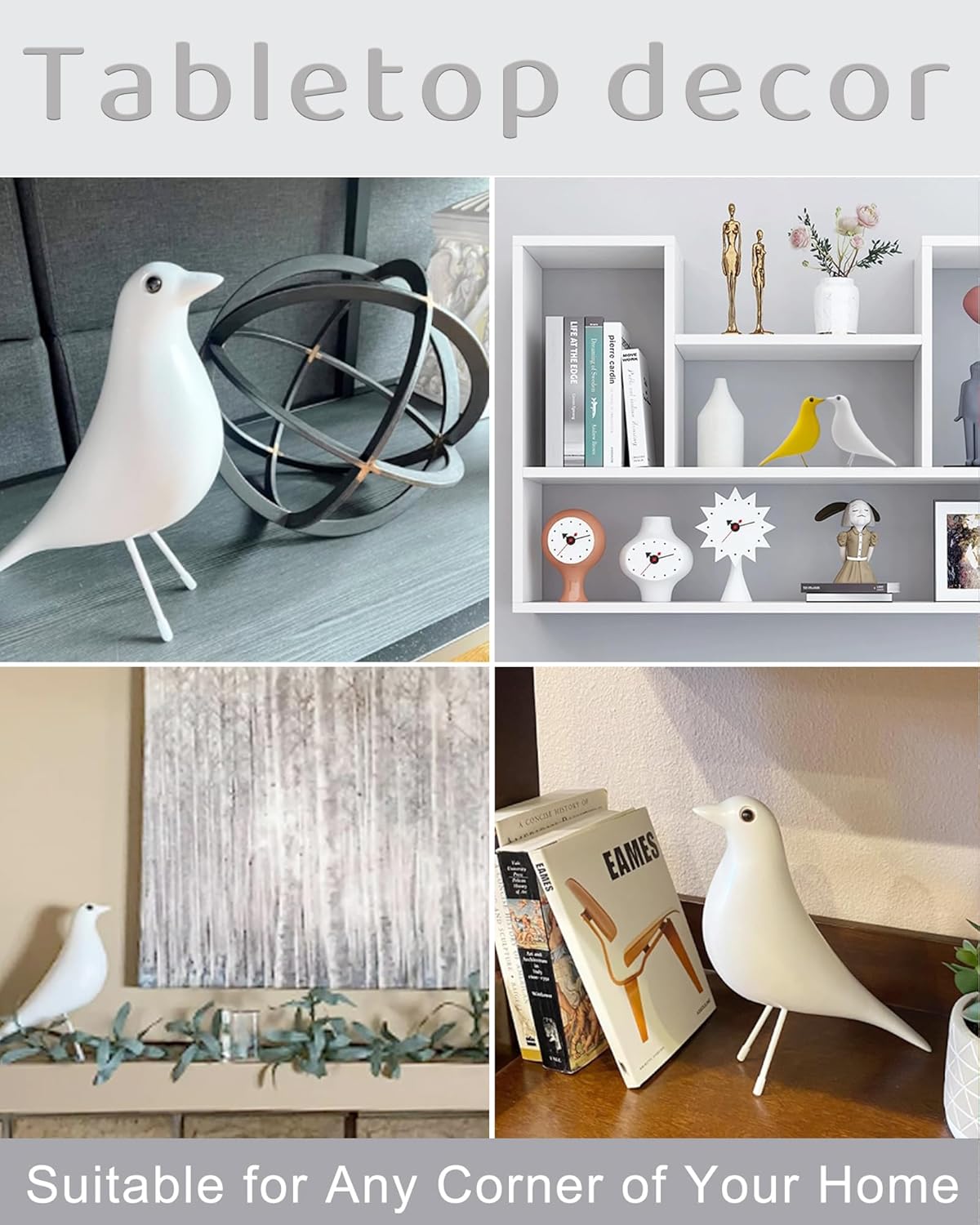 Mid Century Modern Bird Figurines - Decorative Sculptures for Living Room, Shelf, Mantle, TV Stand, Tabletop, Nightstand, Office, Kitchen - Unique Home Decor & Gifts for Bird Lovers