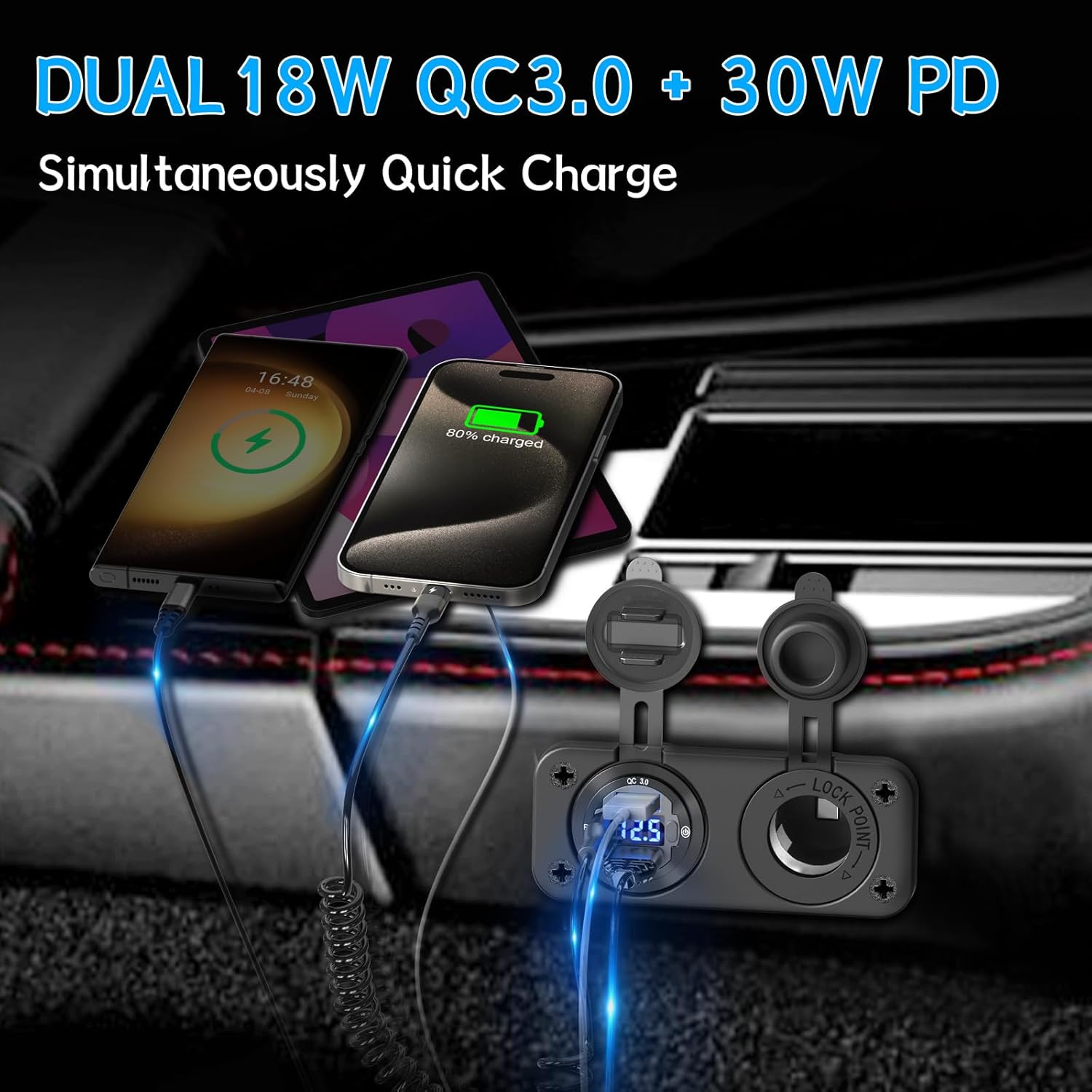 Cigarette Lighter Socket 12 Volt USB Outlet