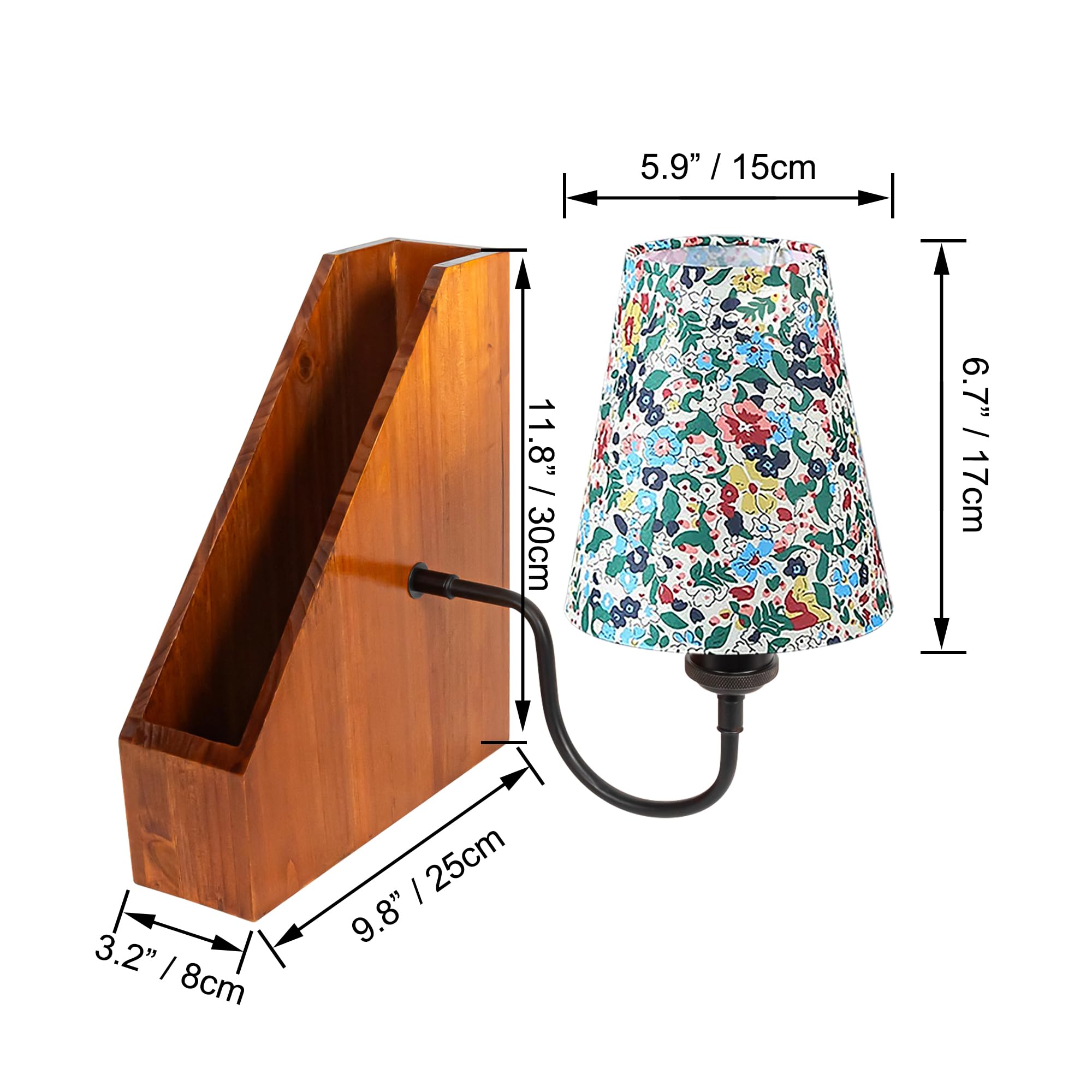 LED Buchlampe mit Fernbedienung, Vintage Dimmbar Nachttischlampe mit Praktischer Organizer 1xE27-Fassung, Wiederaufladbare Tischlampe Zeitschaltuhr für Nachttisch Beistelltisch DZ0375H