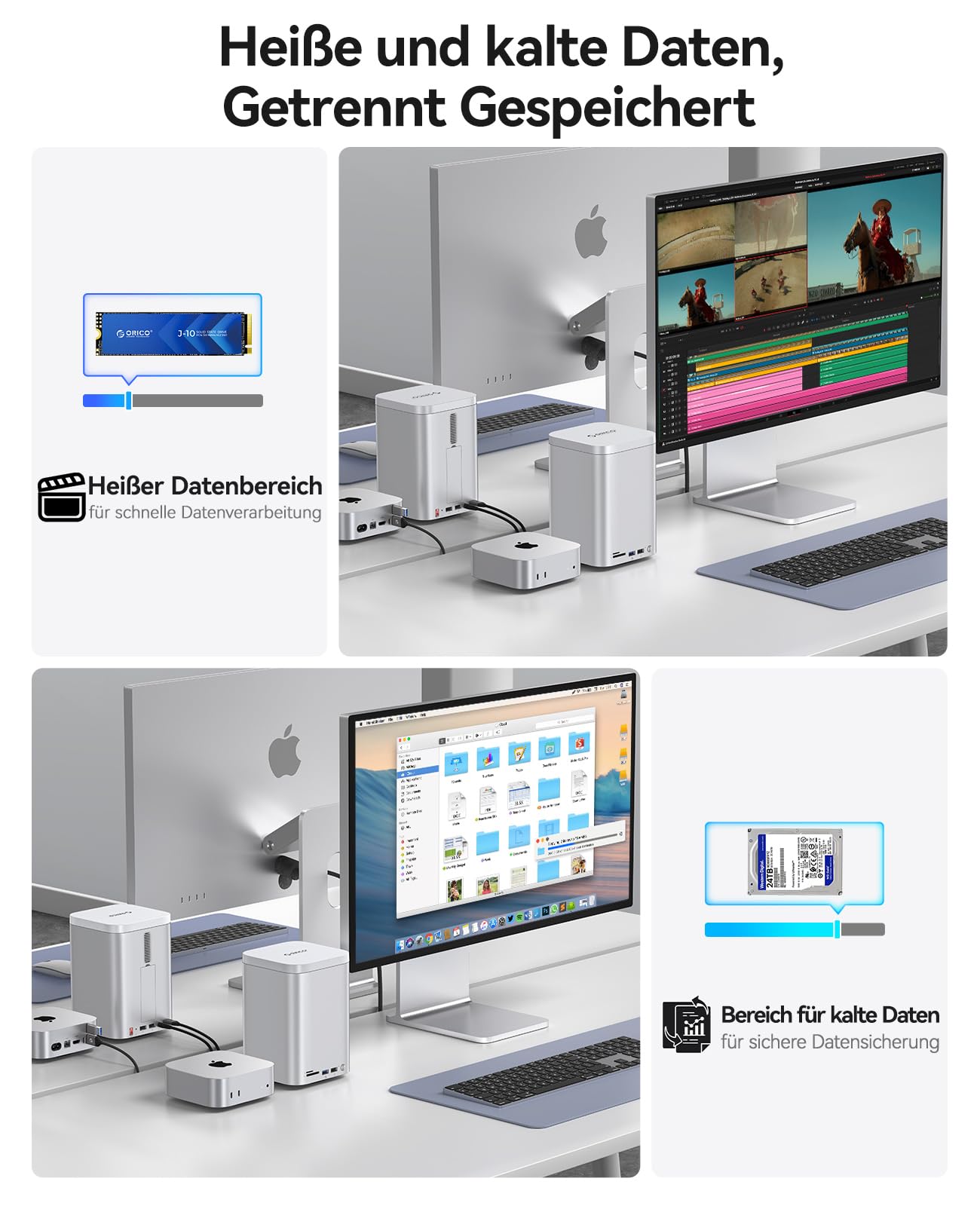 ORICO MiniTower Dual-Bay RAID Hard Drive Enclosure - Estensione HDD SSD up to 56TB - Dettaglio