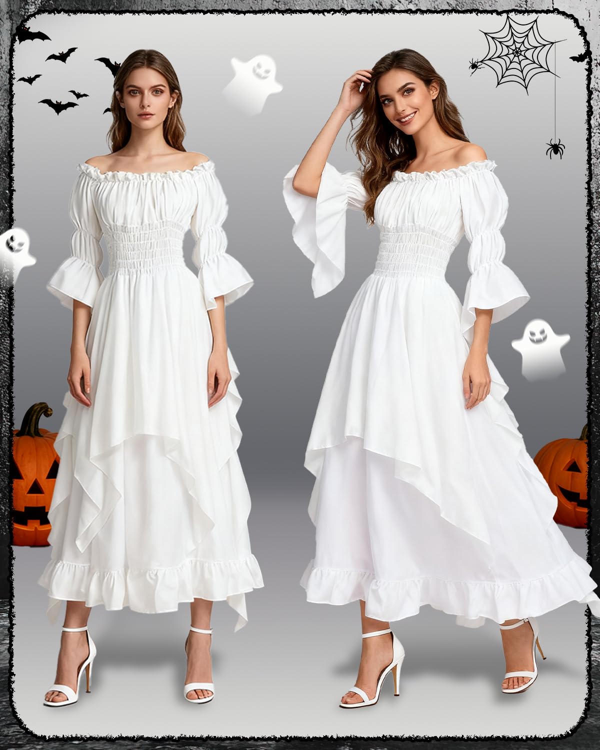 Vestido Medieval para Mujer, Vestido Renacentista con Cinturón, Disfraz de Gótico, Collares, Pulseras, Pendientes,Victoriano para Carnaval, Halloween, Fiestas de Princesas