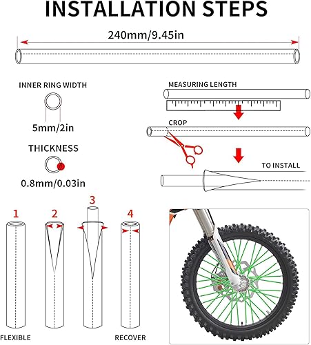 Miniatura 50 de PSLER 72 fundas de radios para decoración de tuberías para motocicleta, motocross, pit Dirt Bike Azul cielo