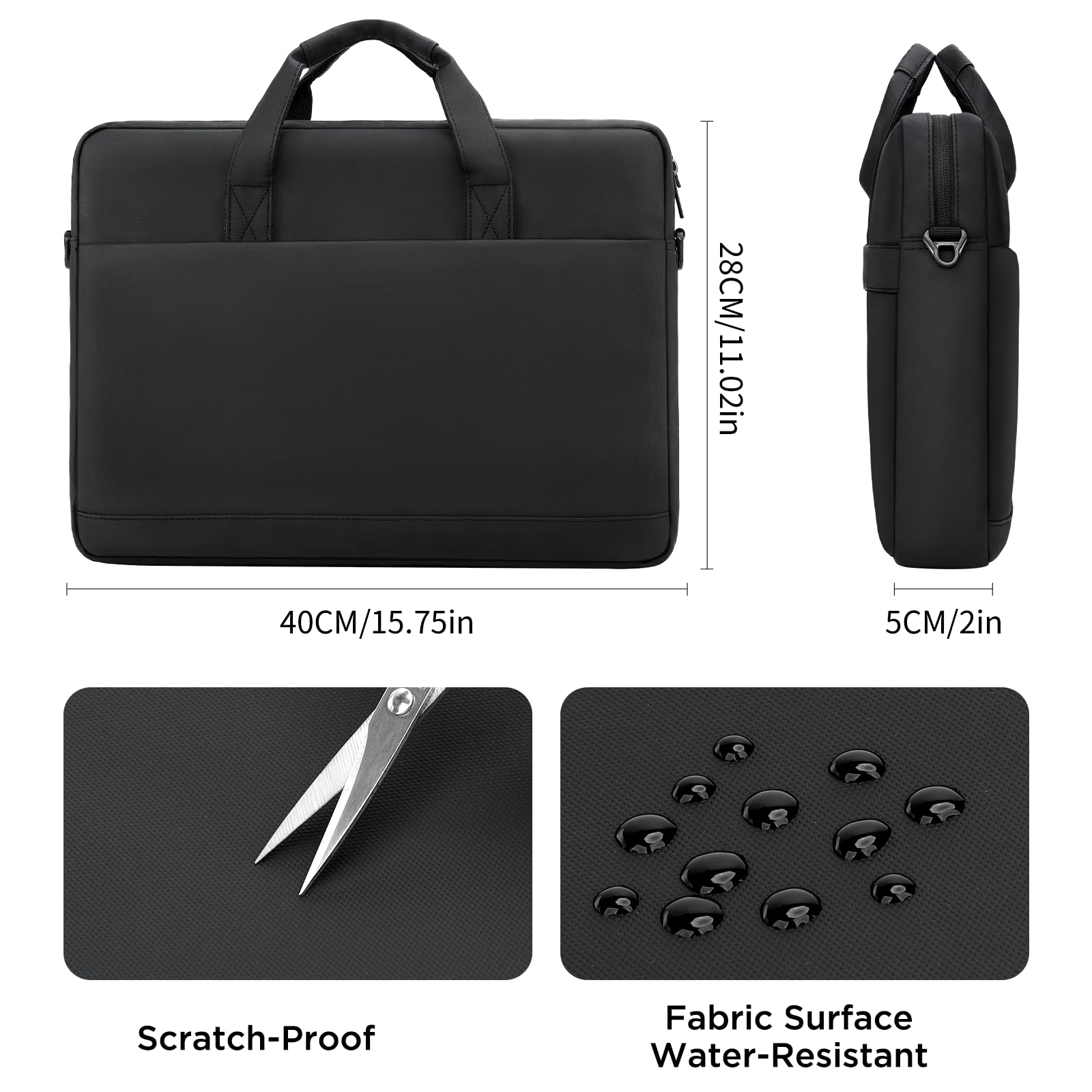 MiacYoung Bandolera Ligera para Portátil 15,6 16 Pulgadas con Compartimentos Organizadores Compatible con ‌16 Pulgadas MacBook Pro M1 M2 M3 M4 M5,Acer ASUS HP Surface Dell Chromebook, Negro