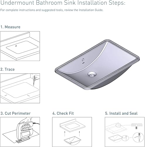 Miniatura 5 de Moen BGCW10RU1223 - Fregadero de baño rectangular de porcelana vítrea blanca, 23.625 x 14.75 x 7 pulgadas con acabado de porcelana de alto brillo