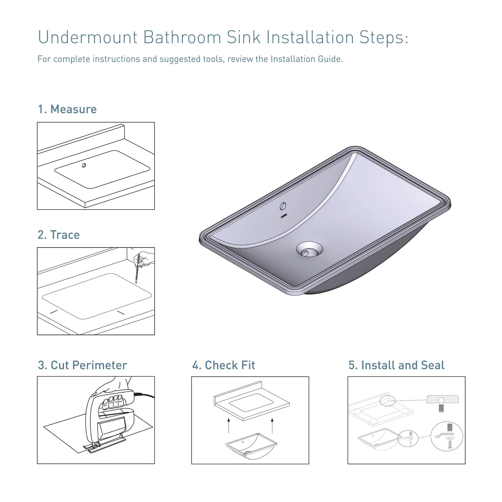 Moen White Vitreous China Undermount Sink, 23.625 X 14.75 X