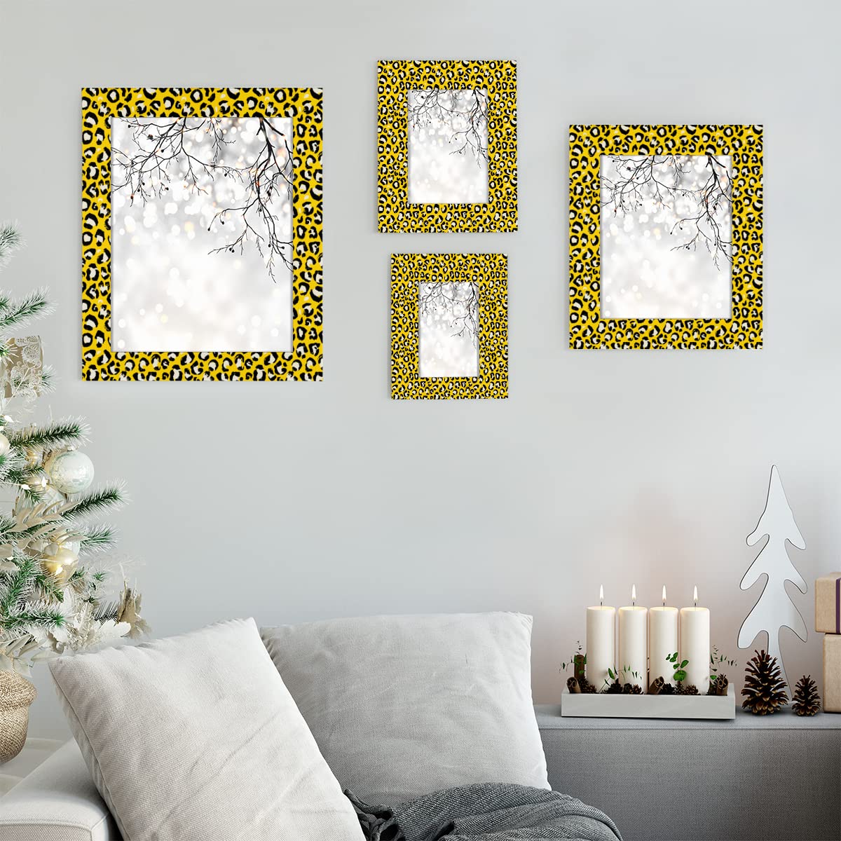 Cornice portafoto con motivo leopardato, 10 x 15 cm, adatta per foto da 10 x 15 cm, cornice in legno per la decorazione della casa