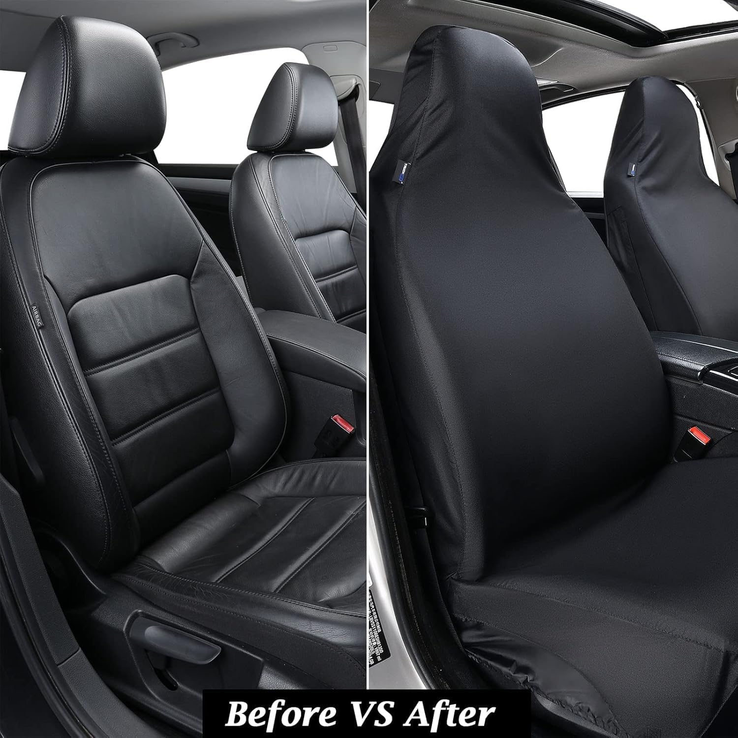 Truckiipa Universal Car Seat Covers Front Pair Oxford Waterproof Automotive Seat Cover Breathable Washable Seat Cover Protector Universal Fit for Car SUV Truck Sedan Vans, Black, 2PCS