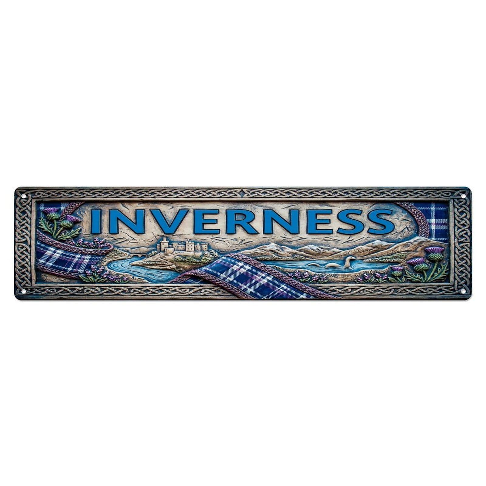 Vintage Inverness Scotland Flag Pattern Metal Tin Sign