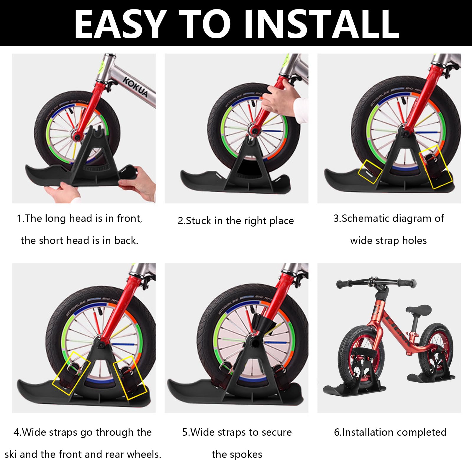 Snow Bike Slitta, 1 Paio Multifunzionale Equilibrio Invernale Bici Neve Slitta per Bambini, Scooter Sci Board Neve Scooter Sci Slitta per l'inverno, Trasformare la Bicicletta in Sci Accessori Sportivi