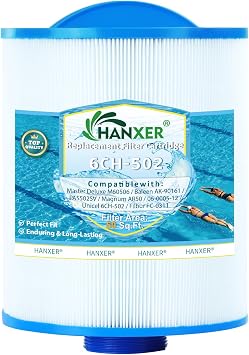 HANXER 6CH-502 Spa Filter Cartridge Compatible with Filbur FC-0311, PAS50SV-F2M, PAS502SV, AK-90161, PAS50, M60506, XLS-604, 60506 Hot Tub Filter, 50 sq.ft Artesian Spas, 1 Pack