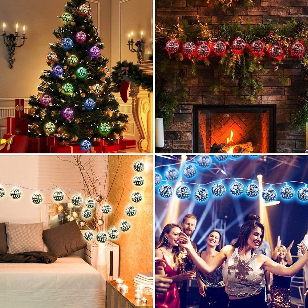 Luci della stringa del globo del LED, 5m 50LED Ball luci della stringa alimentate a batteria Fairy Lights per l'interno della camera da letto Festa di compleanno (Verde, oro)