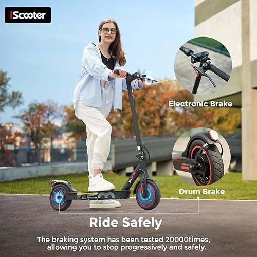 Miniatura 3 de iScooter - Scooter eléctrico con autonomía de 231812 millas, velocidad máxima de 221918 mph, con control de crucero y sistema de doble freno, para