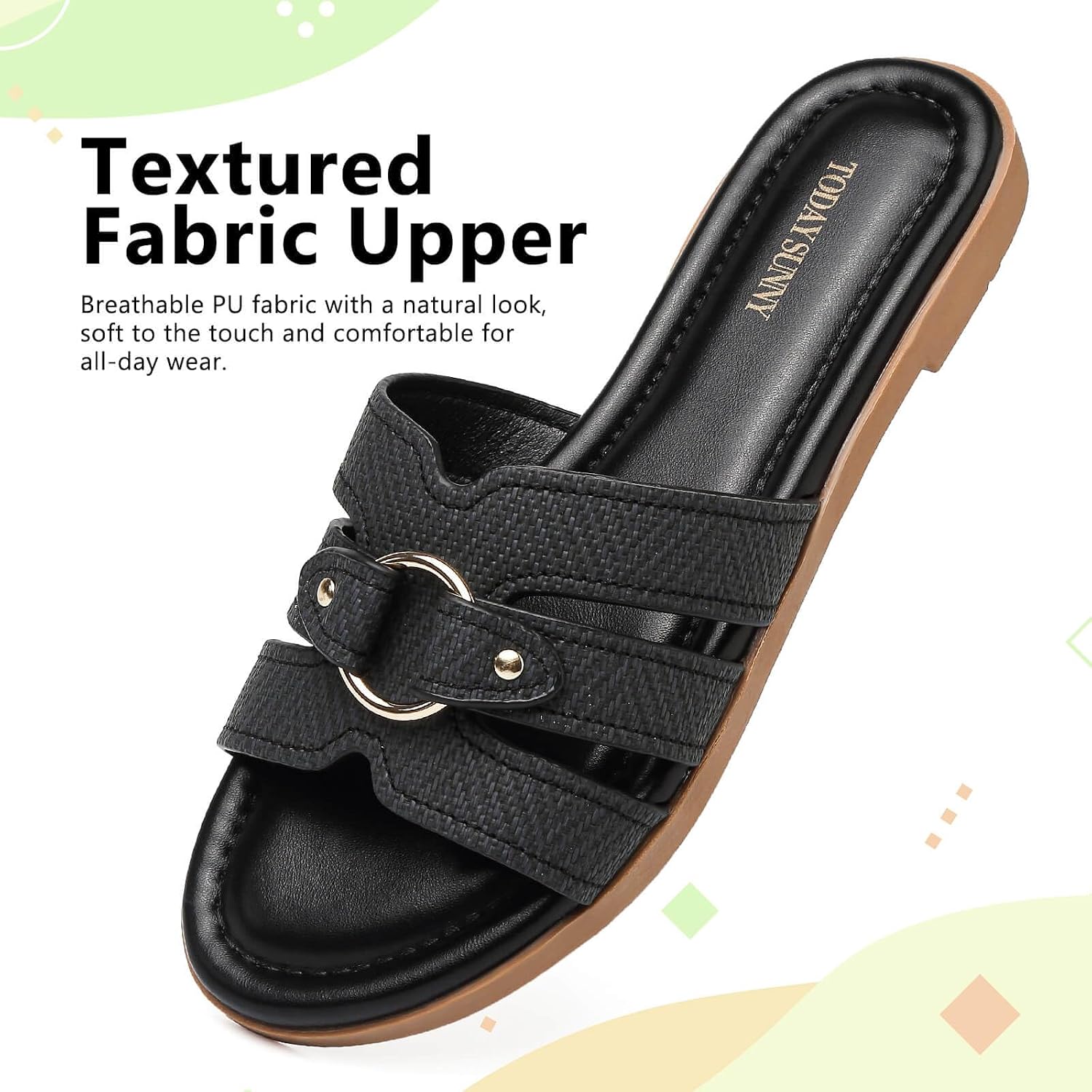 todaysunny Womens Flat Sandals Dressy Comfortable Open Toe Slip On Slide Sandals For Summer Beach Sandalias de Mujer