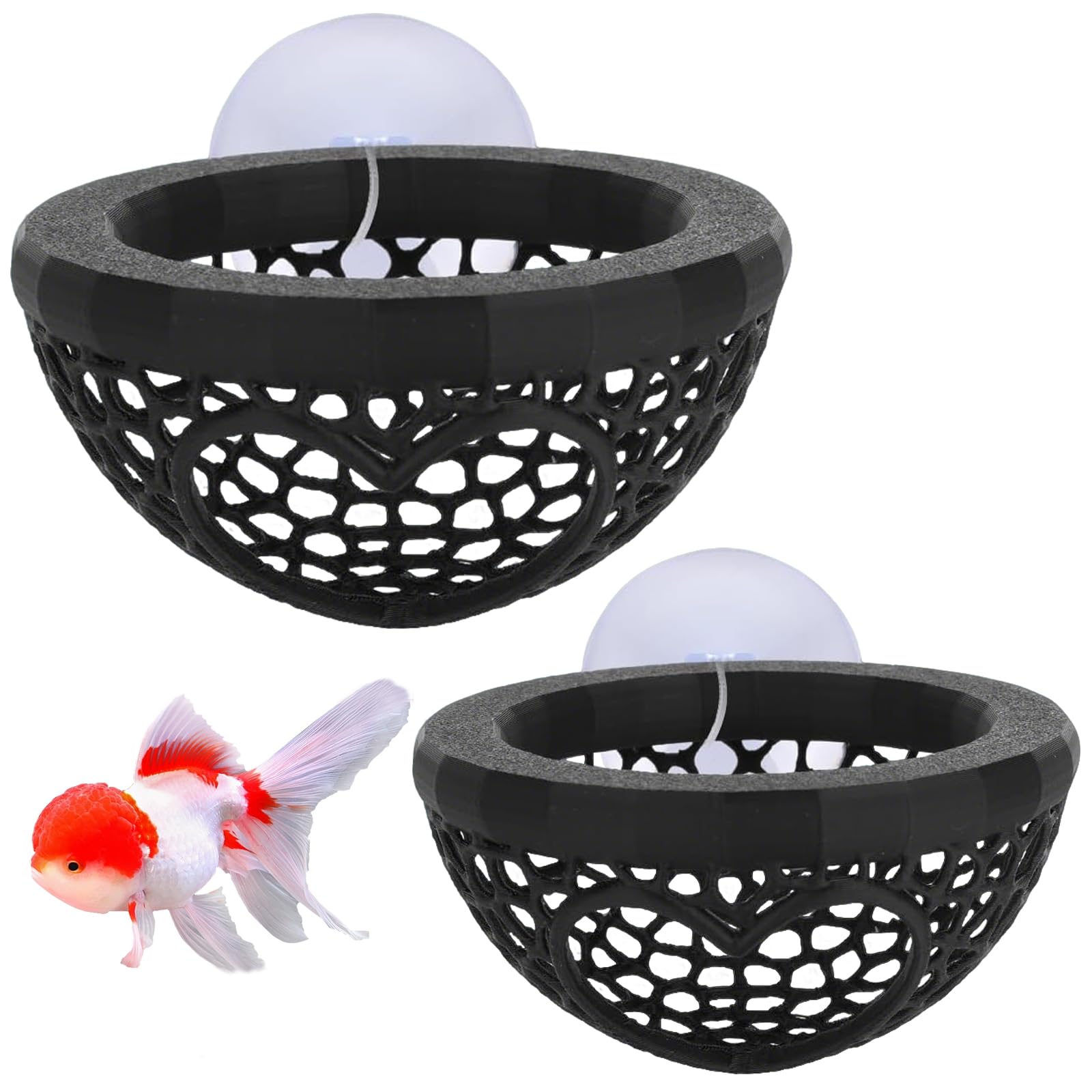Betta Fish Accessories, 2-Pack Floating Bed & Betta Fishes Hammock, Love Heart Shaped Aquarium Decoration with Safe Resting Spot and Shrimp Hide for Betta Fish and Small Fish