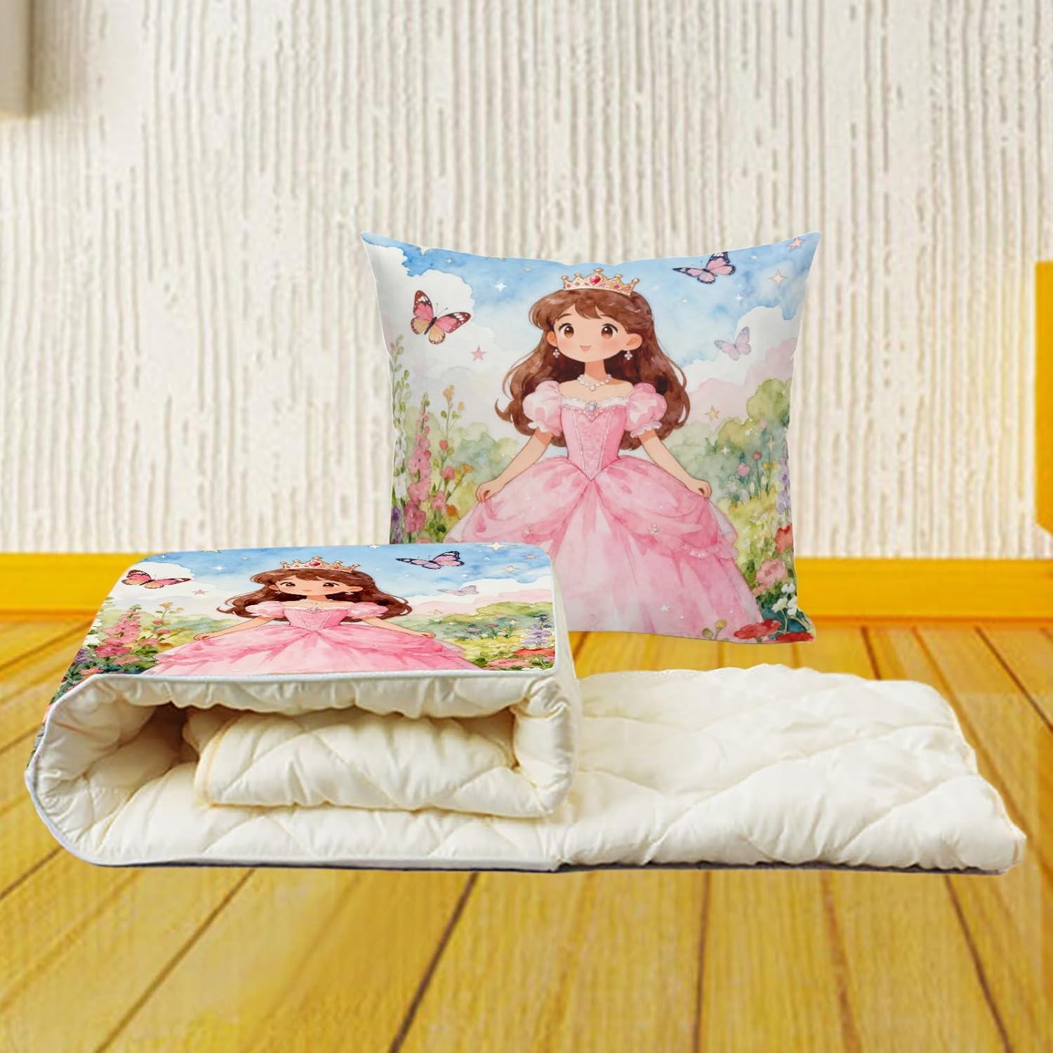 Custom Pillow Blanket 2 in 1 Travel Pillow Quilt Customized Foldable Cushion Blanket Multi-Functional Throw Pillow for All Seasons
