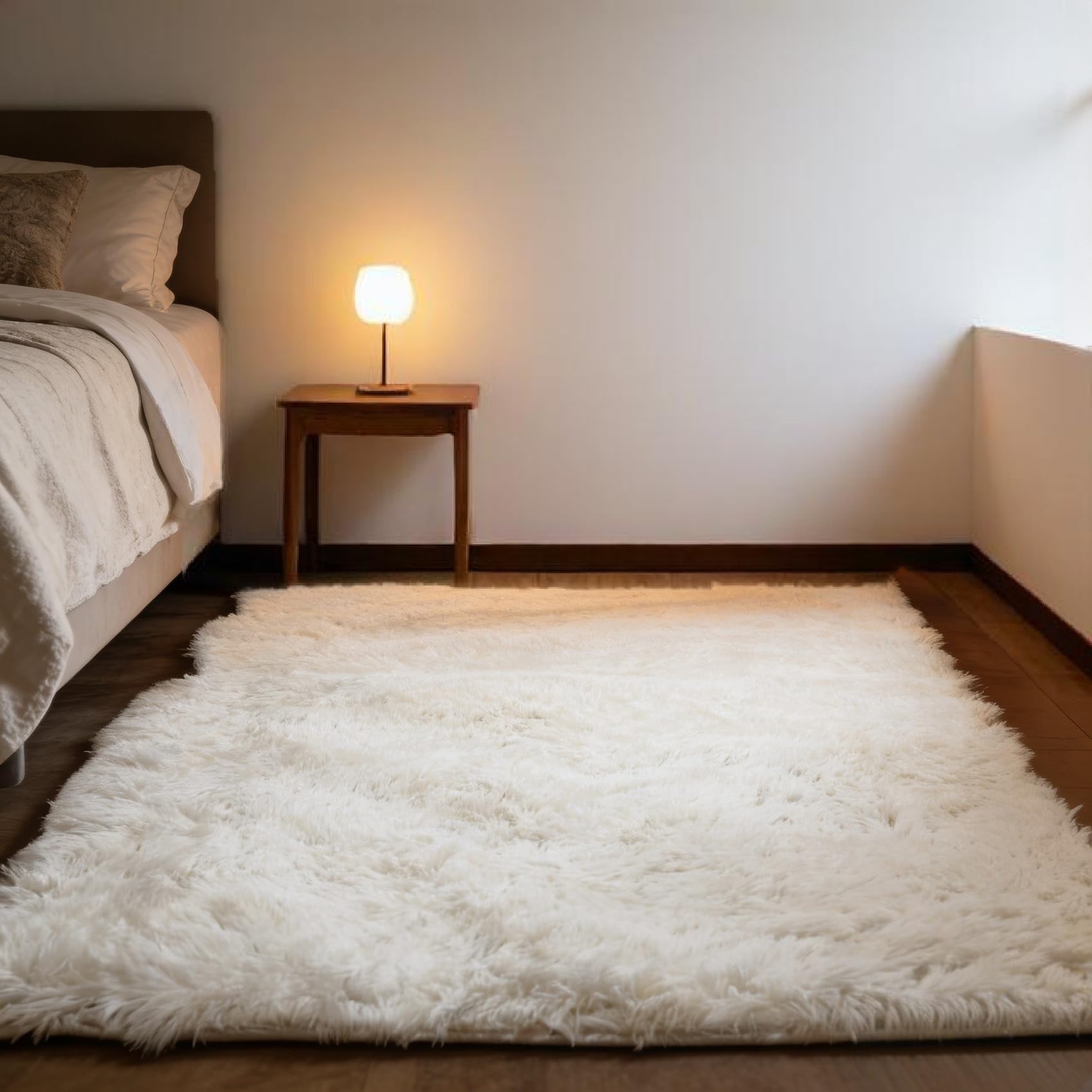 Tapis de salon blanc 266 x 240 cm pour une ambiance de bureau cosy