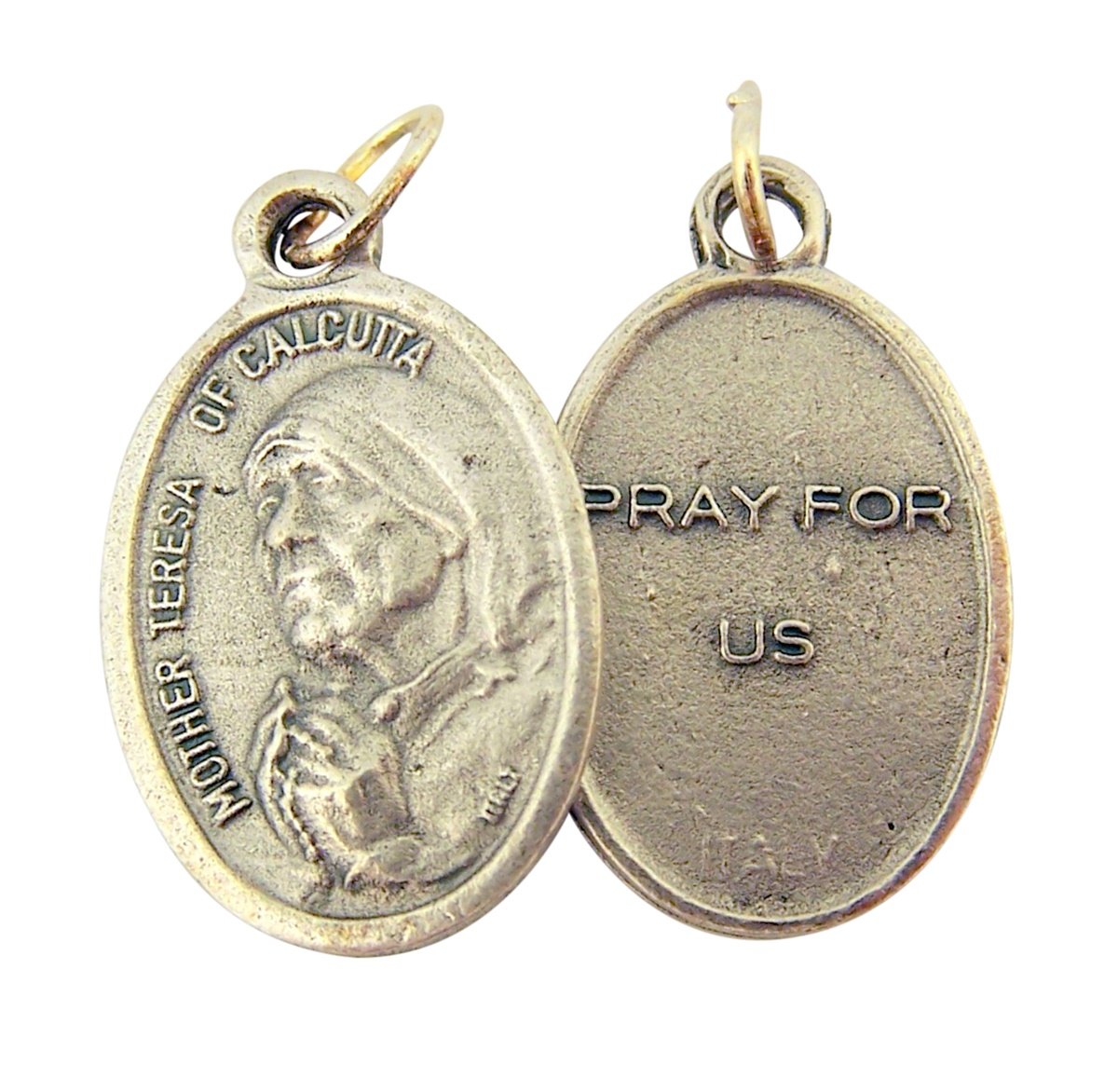 Catholic Patron Saint Medals Silver Toned Base, 1 Inch, Set of 2, Silver — view 4