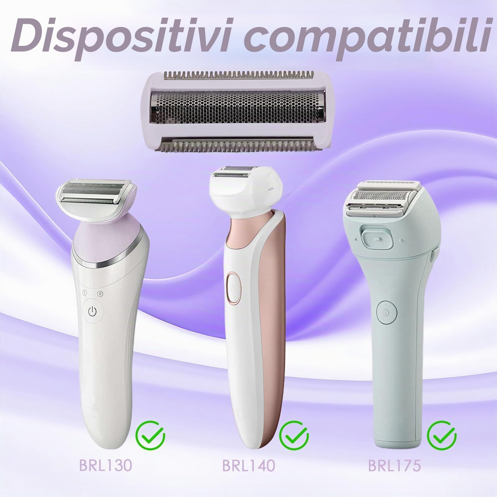 2 lame di ricambio per rasoio BRL130 BRL140 BRL175 BRL146 Bre620 Bre640 Bg2040 Bg2020 Wet & Dry Ladyshave - 2 lame da rasoio da donna