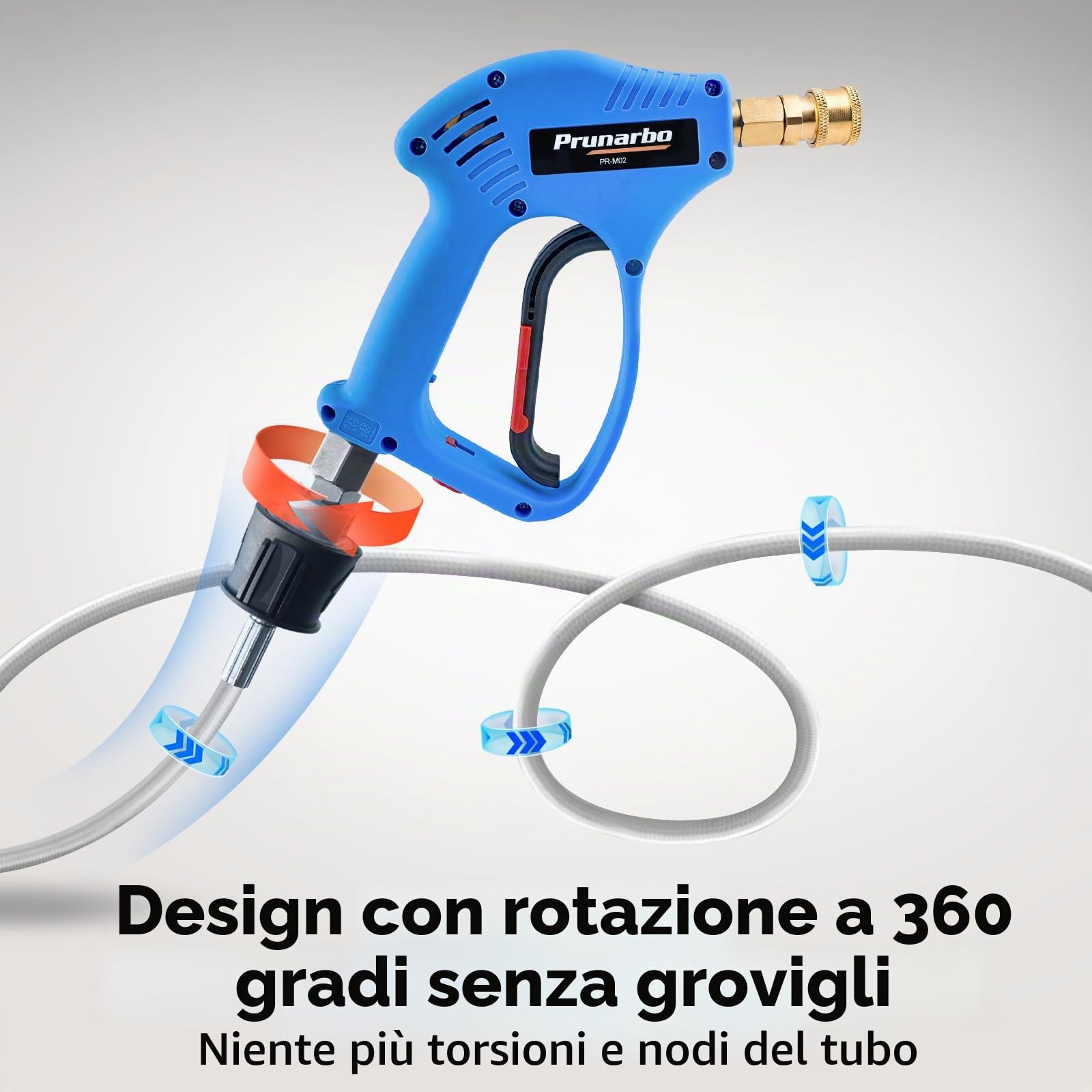 Pistola per Lavaggio a Pressione corta con Girevole - maniglia per acqua ad alta Pressione connettore rapido da 1/4 pollici 5 Punte per ugelli Pistola compatibile con Nilfish/Bosch Series