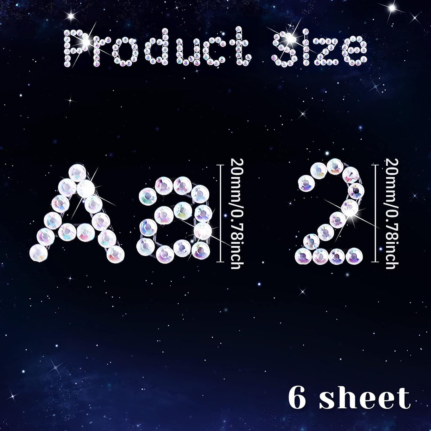 Clabby 6 Sheets Glitter Rhinestone Letter Stickers Bling Crystal Alphabet Letter Gemstone Border Sticker 26 Letters and 10 Numbers Adhesive Gem Stickers for School DIY Art Craft(White AB)