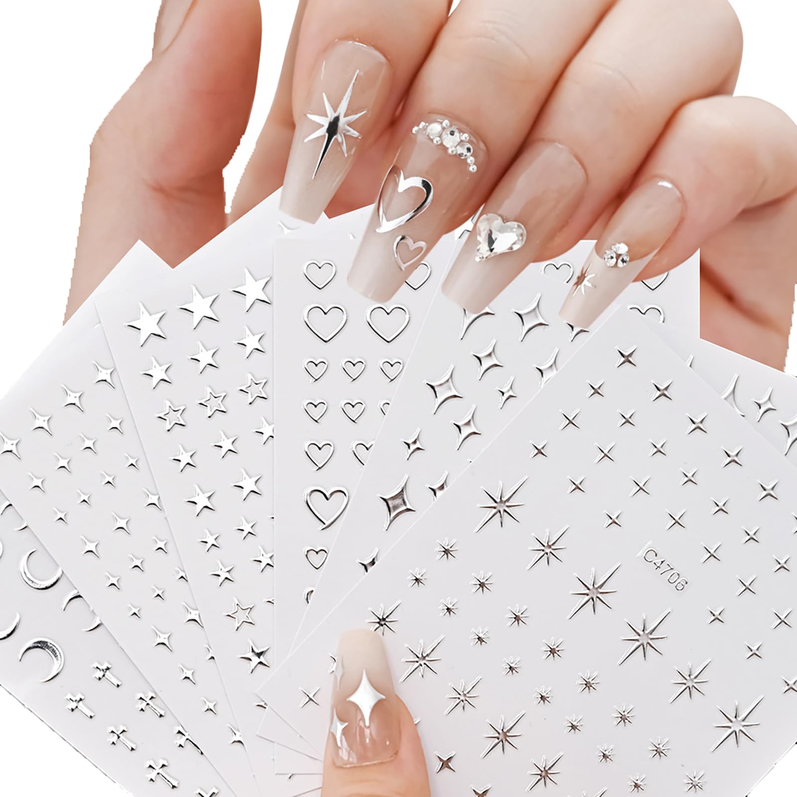 yun　美品⭐︎mogahna ネイルアート用品 シルバー ハンド/ラメ/アニマル柄/マグネット/シルバー - nail salon Pink