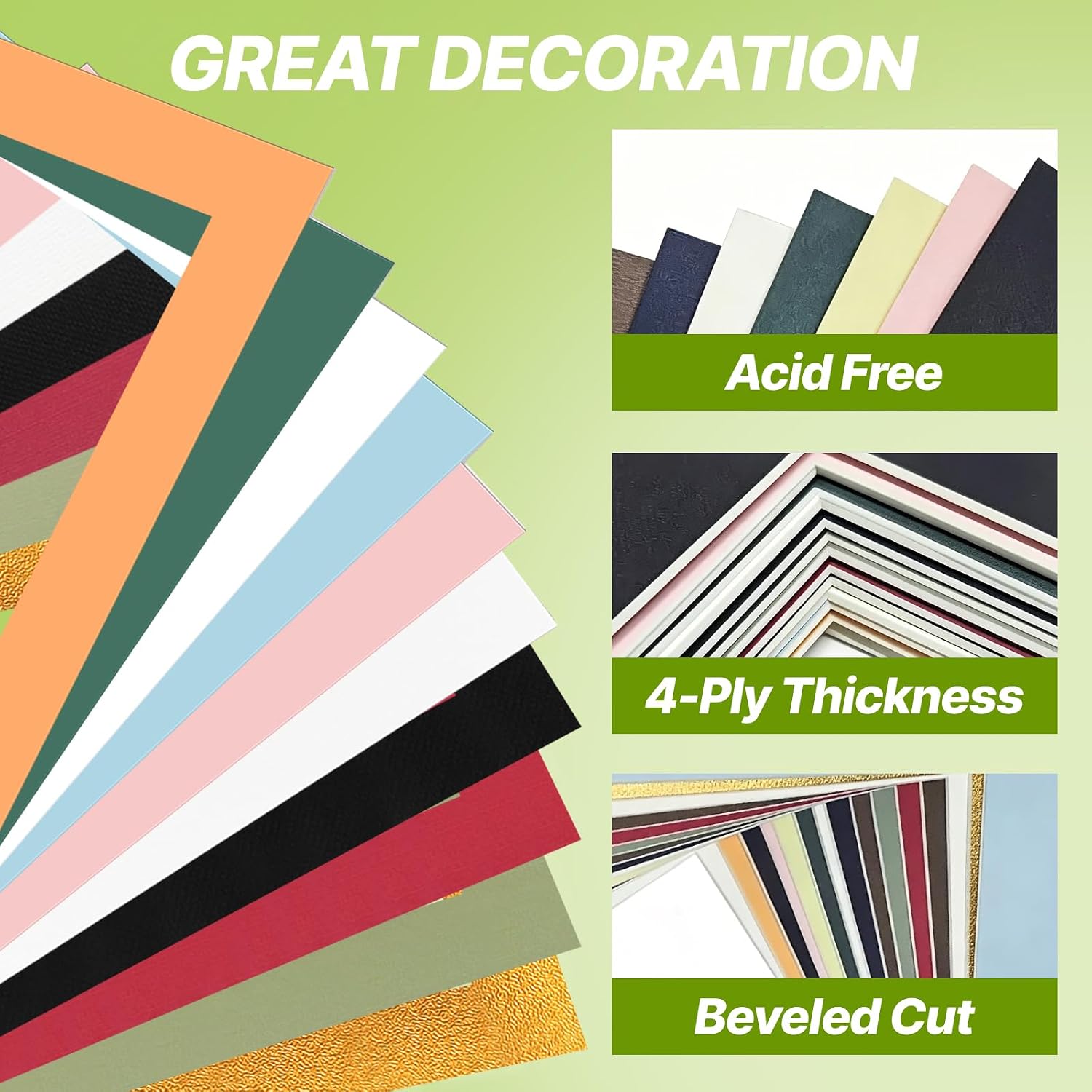 15 Pack Picture Mats, 8x10 for 6x8 Picture Frame Mats, Acid Free Core Bevel Cut Picture Frame Mattes for Photos Artworks Prints (15Pcs-Mix Color)