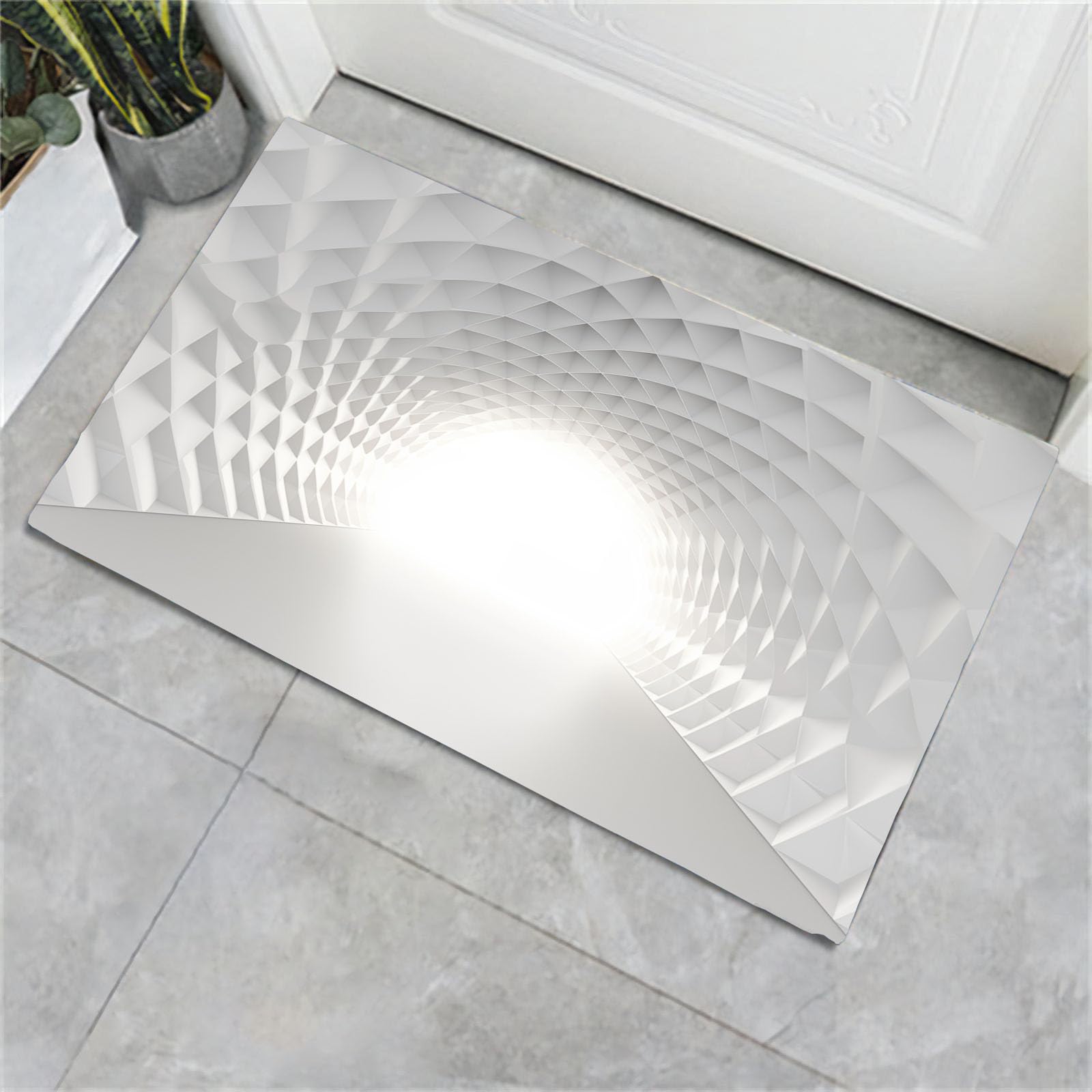 80 x 120 cm, paillasson d'entrée intérieur et extérieur, Tapis à Géométrie 3D Tunnel Ouvert, Tapis de Sol résistant à la décoloration, Profil Bas, Facile à nettoyerlaiteux