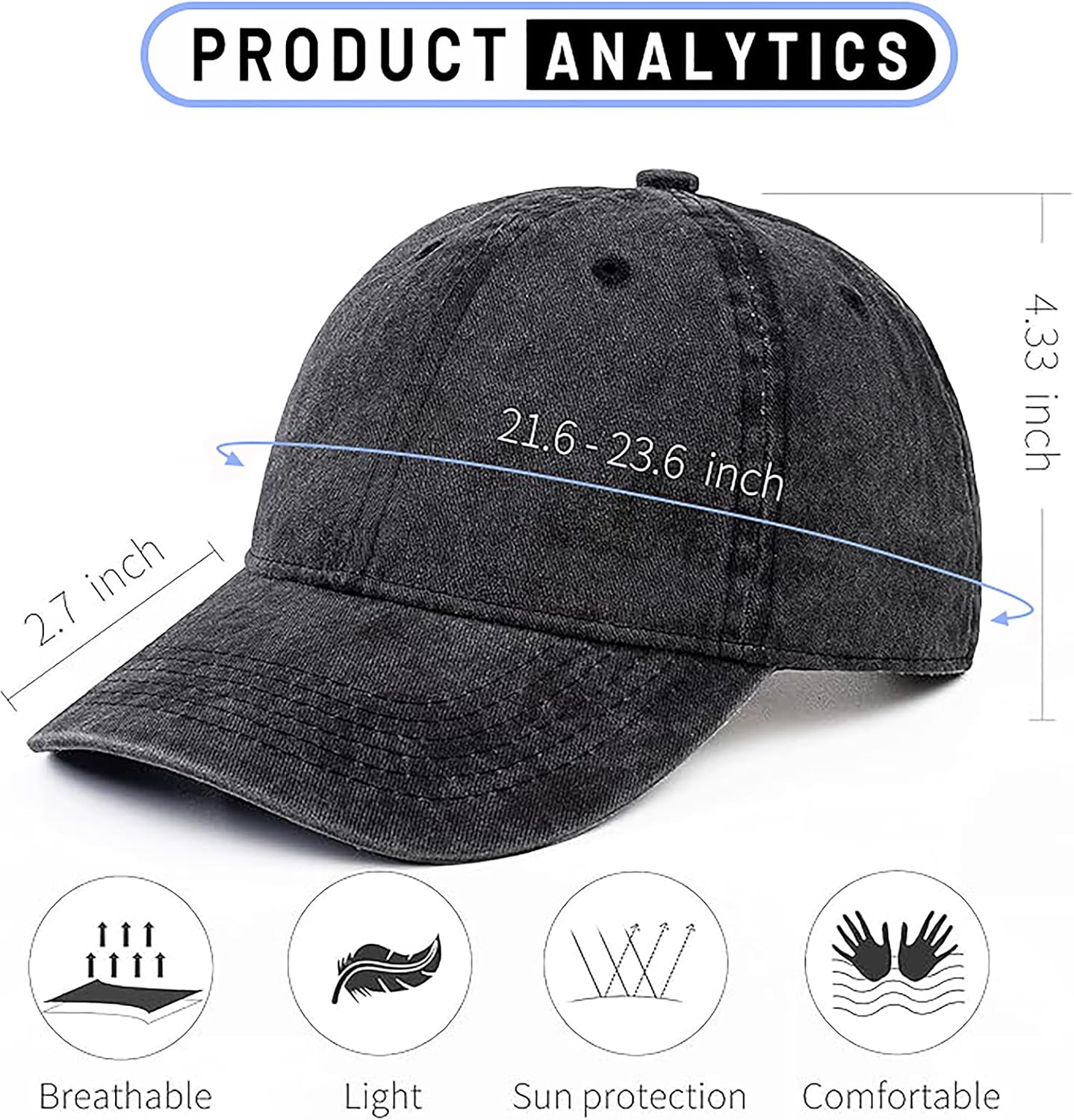 Baseball Caps for Men Women Washed Cotton Vintage Hats Adjustable Cool Fitted Ball Caps Truck Dad Hats Runnung Hiking - Image 6