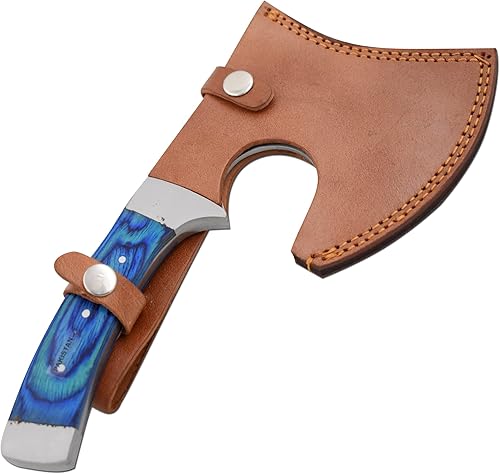 Miniatura 6 de Wild Turkey Handmade Colección de acero inoxidable Mango de madera Hacha al aire libre Caza Camping Hacha… (azul) 512 0